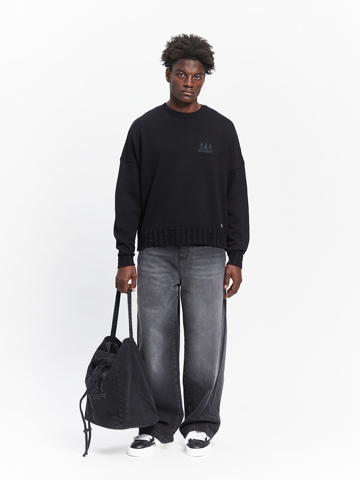 CREATIVE DEPT LOGO KNIT SWEATER - BLACK