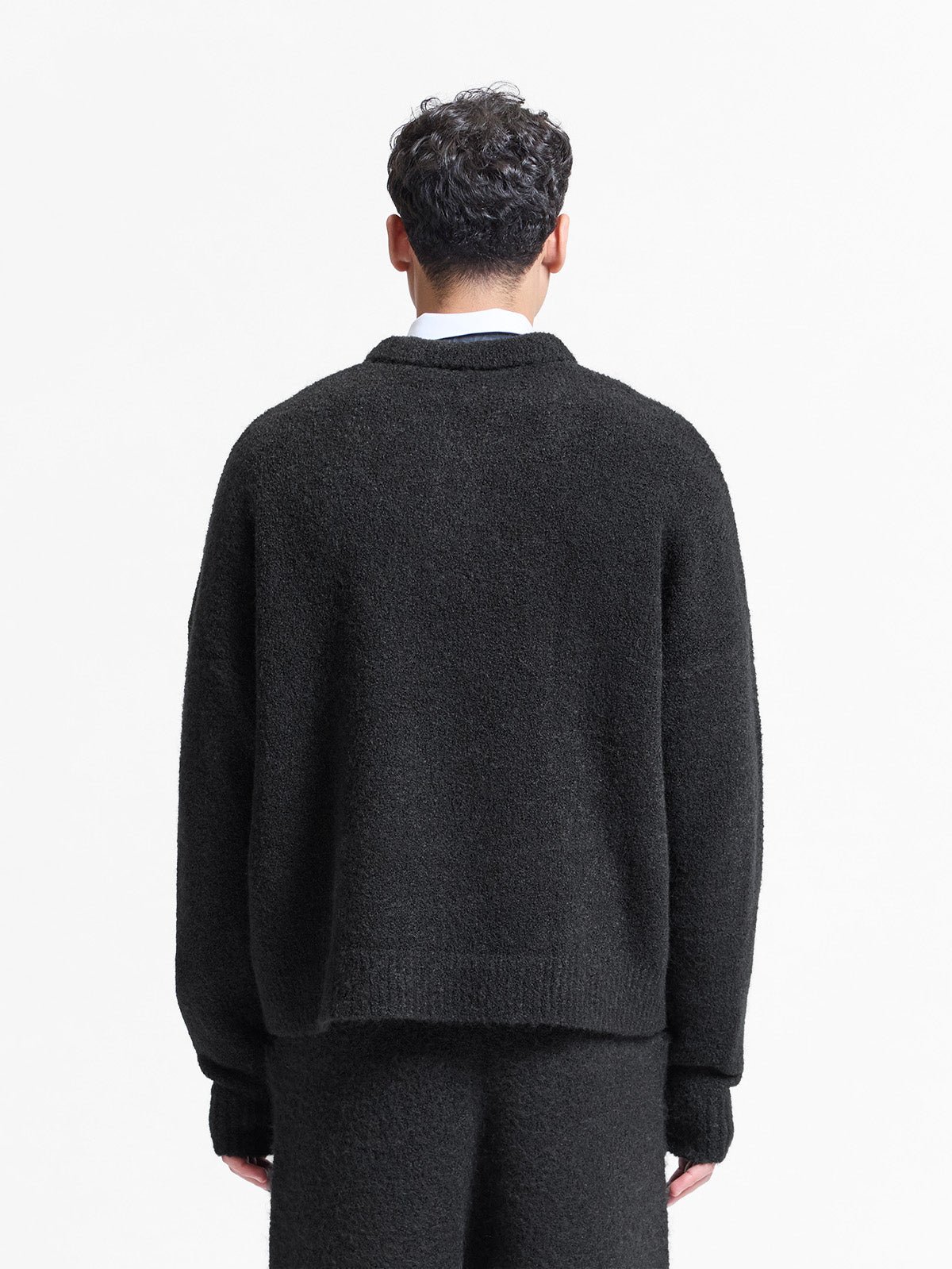 BOUCLE KNIT POLO - BLACK