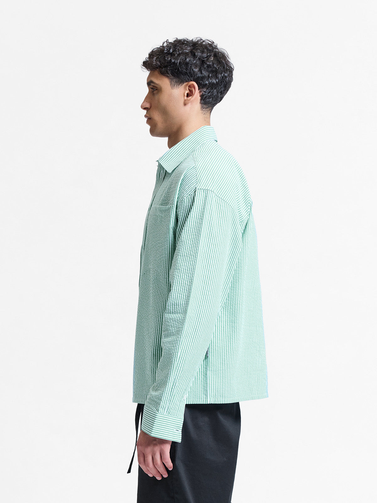SIGNE SHIRT - GREEN STRIPED