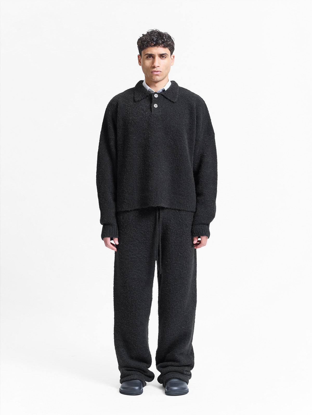 BOUCLE KNIT JOGGER - BLACK