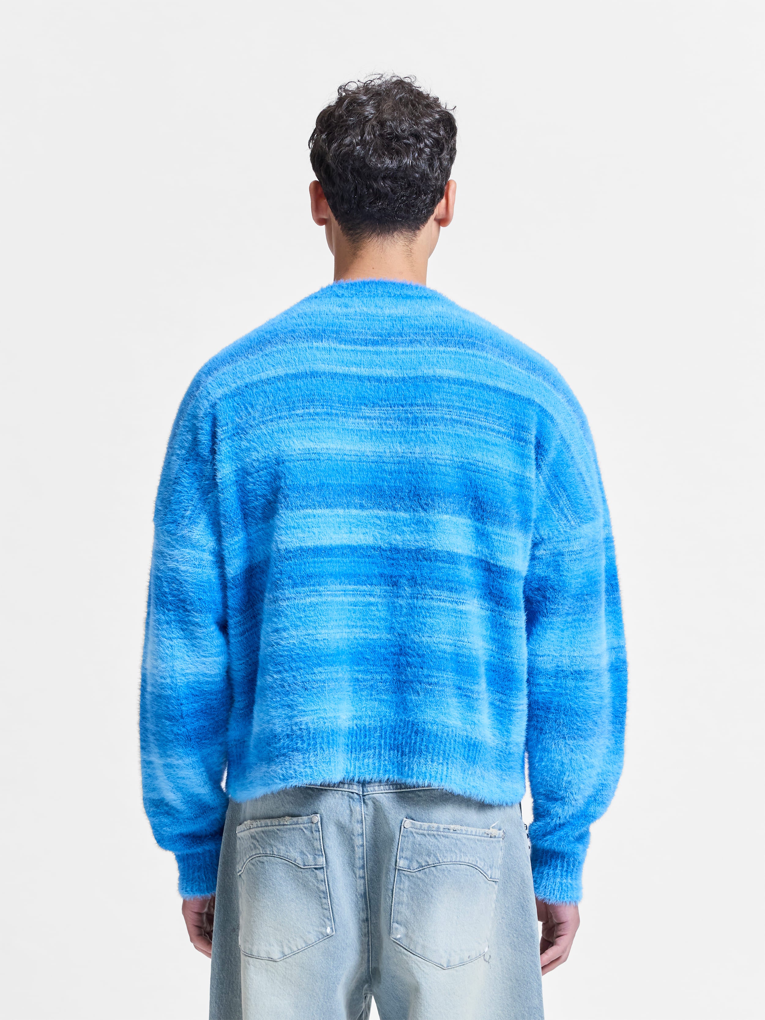 FURRY KNIT SWEATER - FADED BLUE