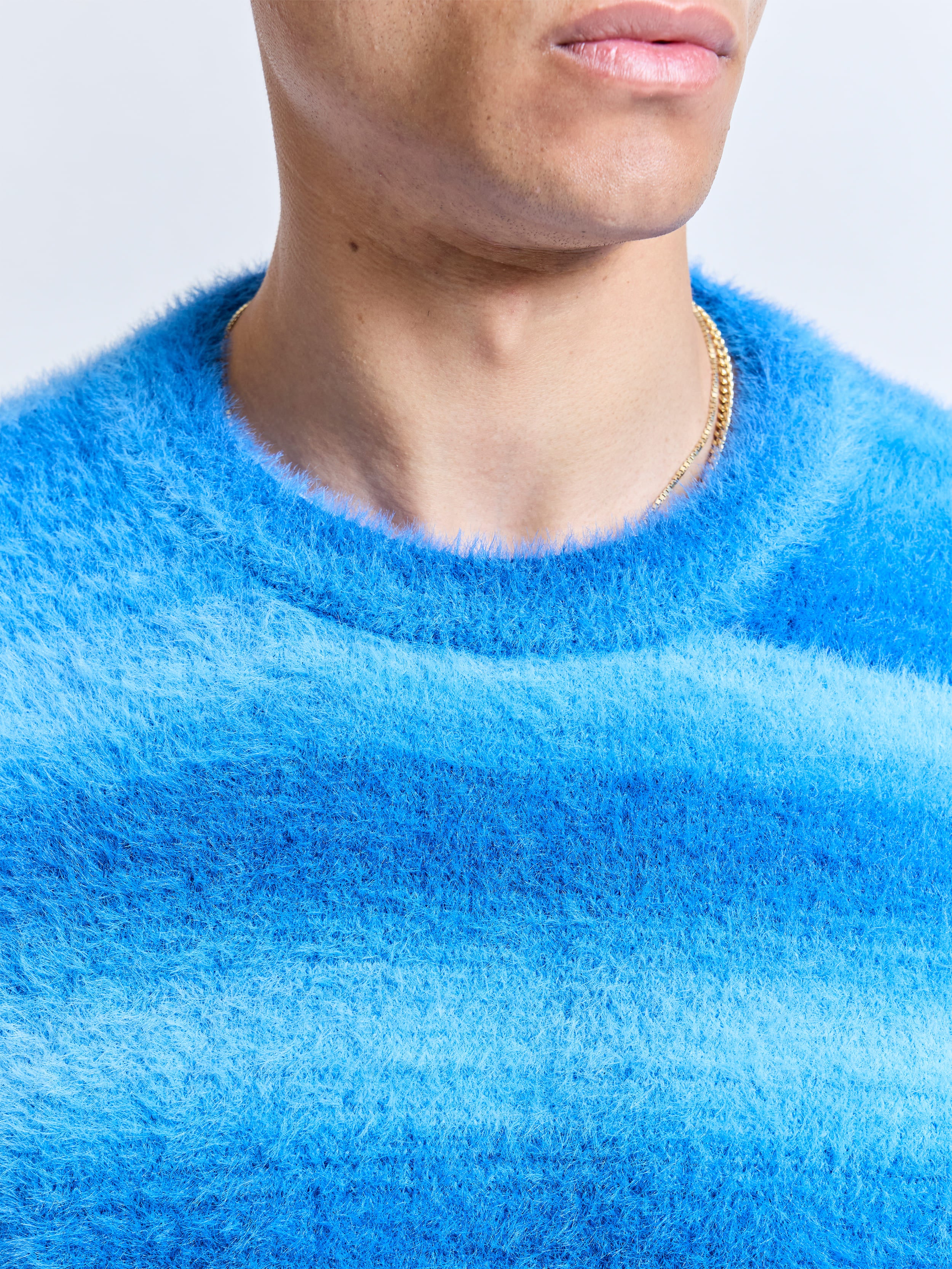 FURRY KNIT SWEATER - FADED BLUE