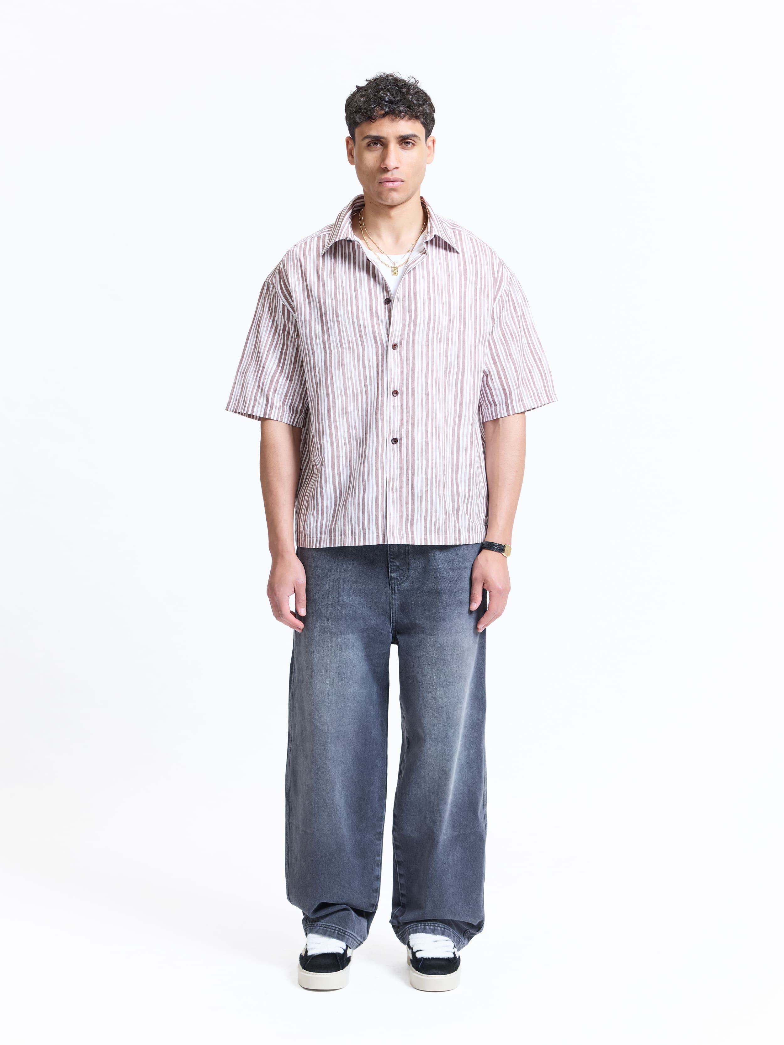 WATERCOLOR SHORT SLEEVE SHIRT - BROWN