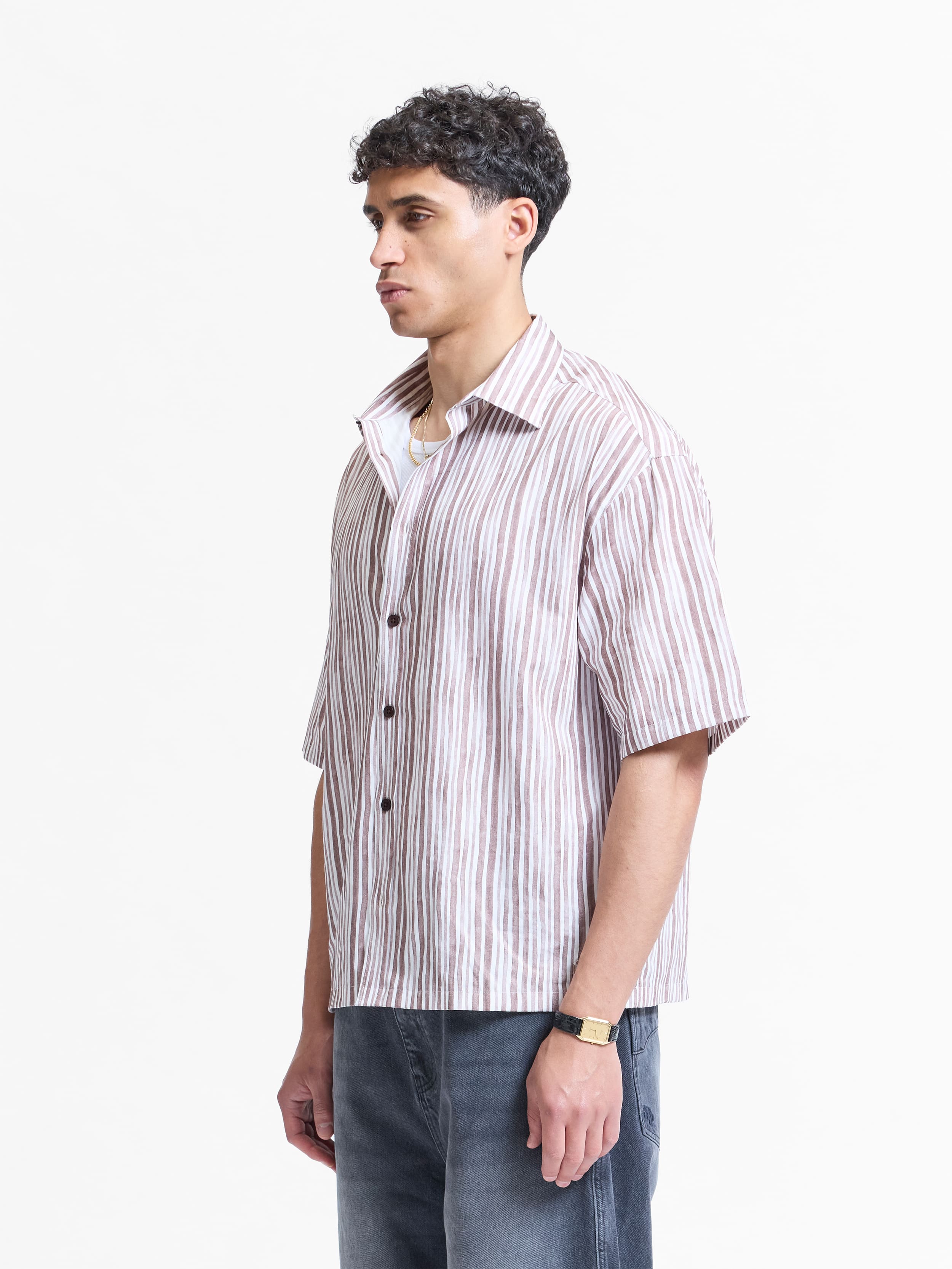 WATERCOLOR SHORT SLEEVE SHIRT - BROWN