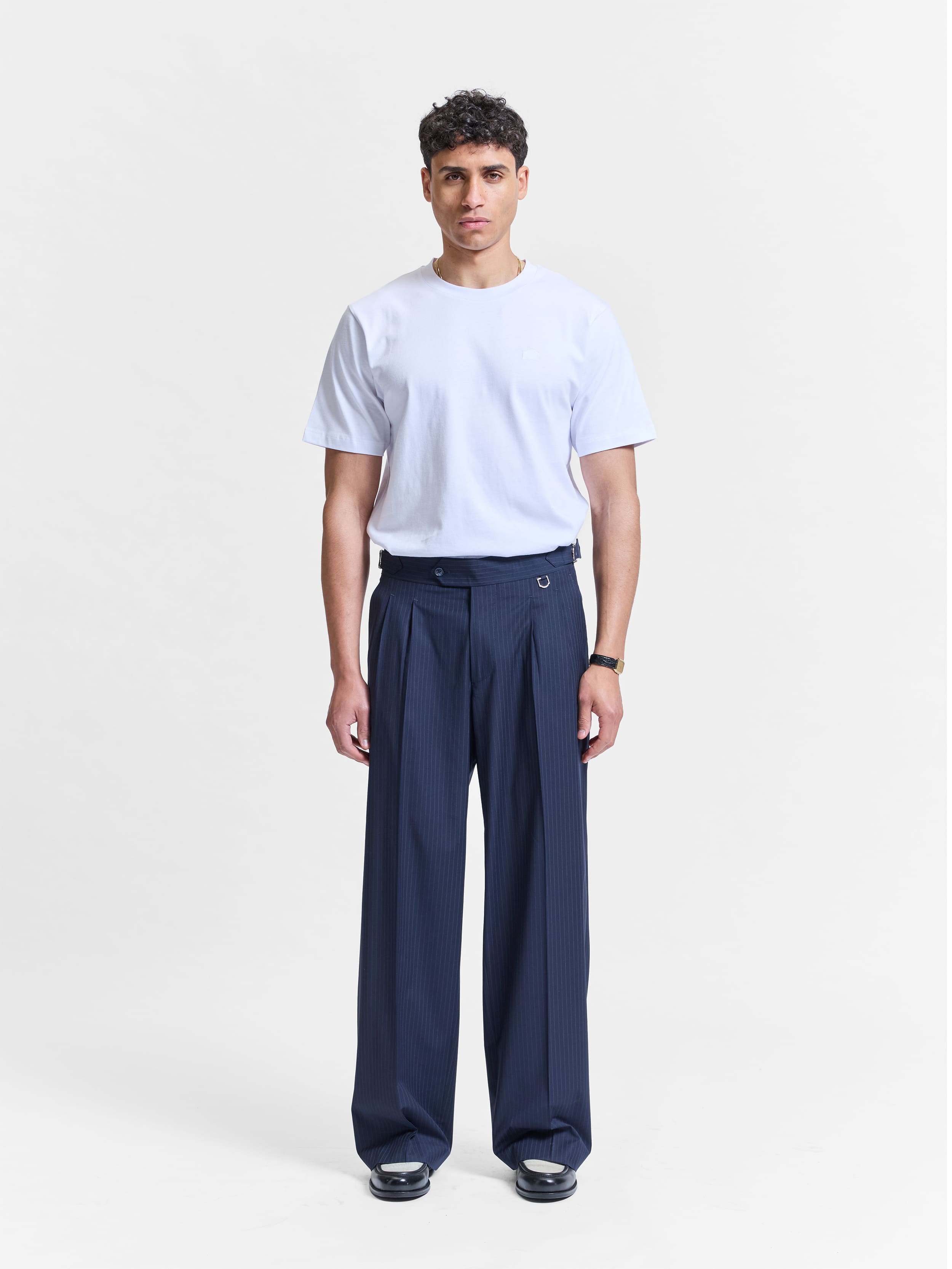 TAILORED BAGGY PANTS - PINSTRIPE BLUE