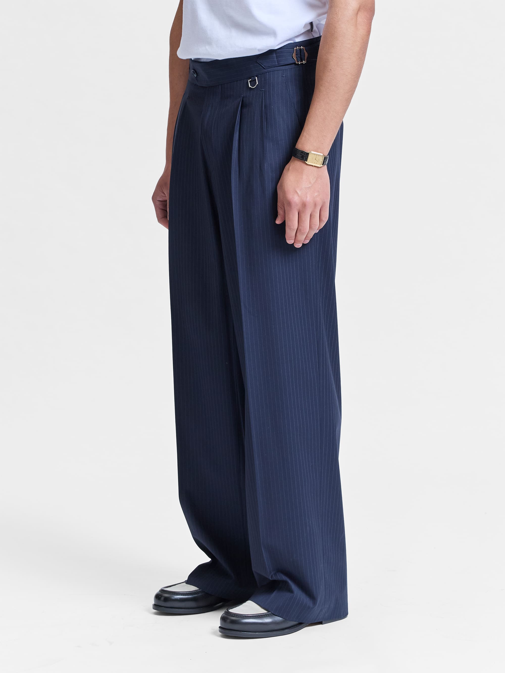TAILORED BAGGY PANTS - PINSTRIPE BLUE