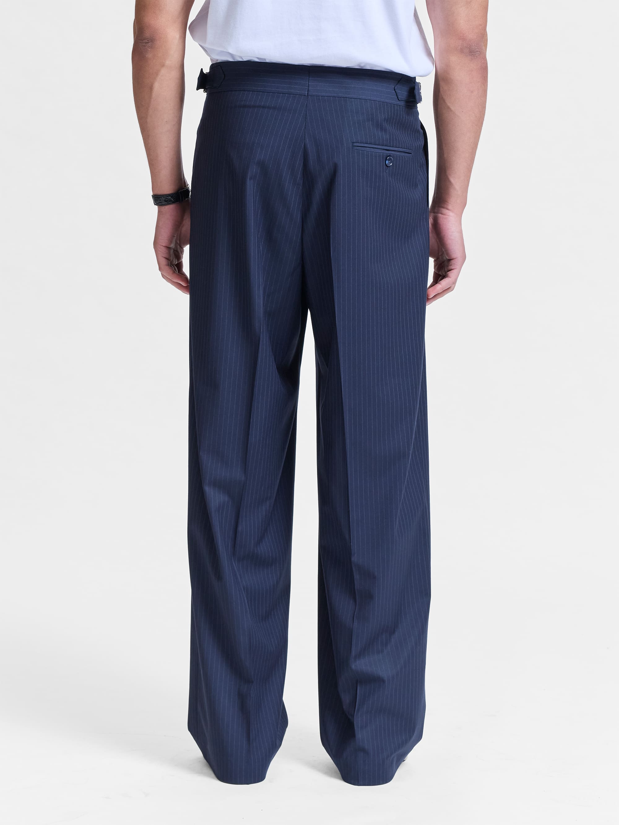 TAILORED BAGGY PANTS - PINSTRIPE BLUE