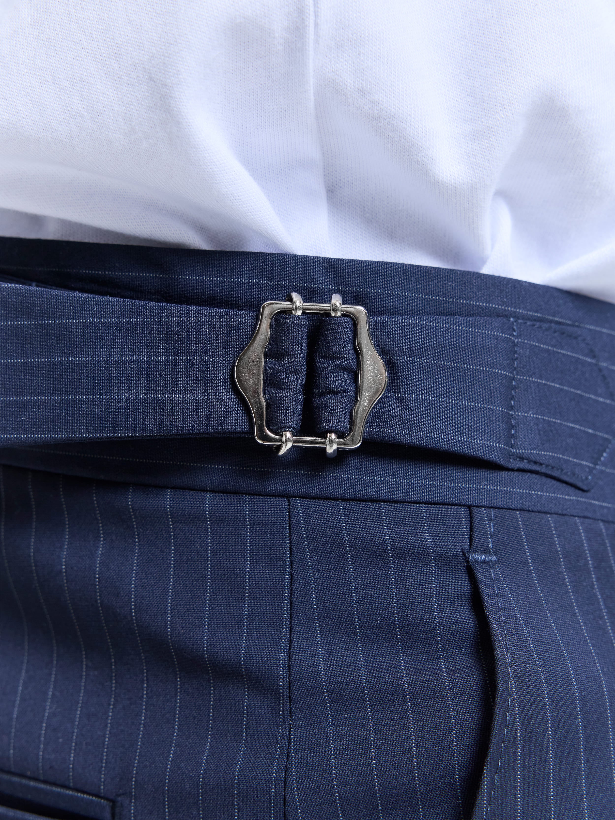 TAILORED BAGGY PANTS - PINSTRIPE BLUE