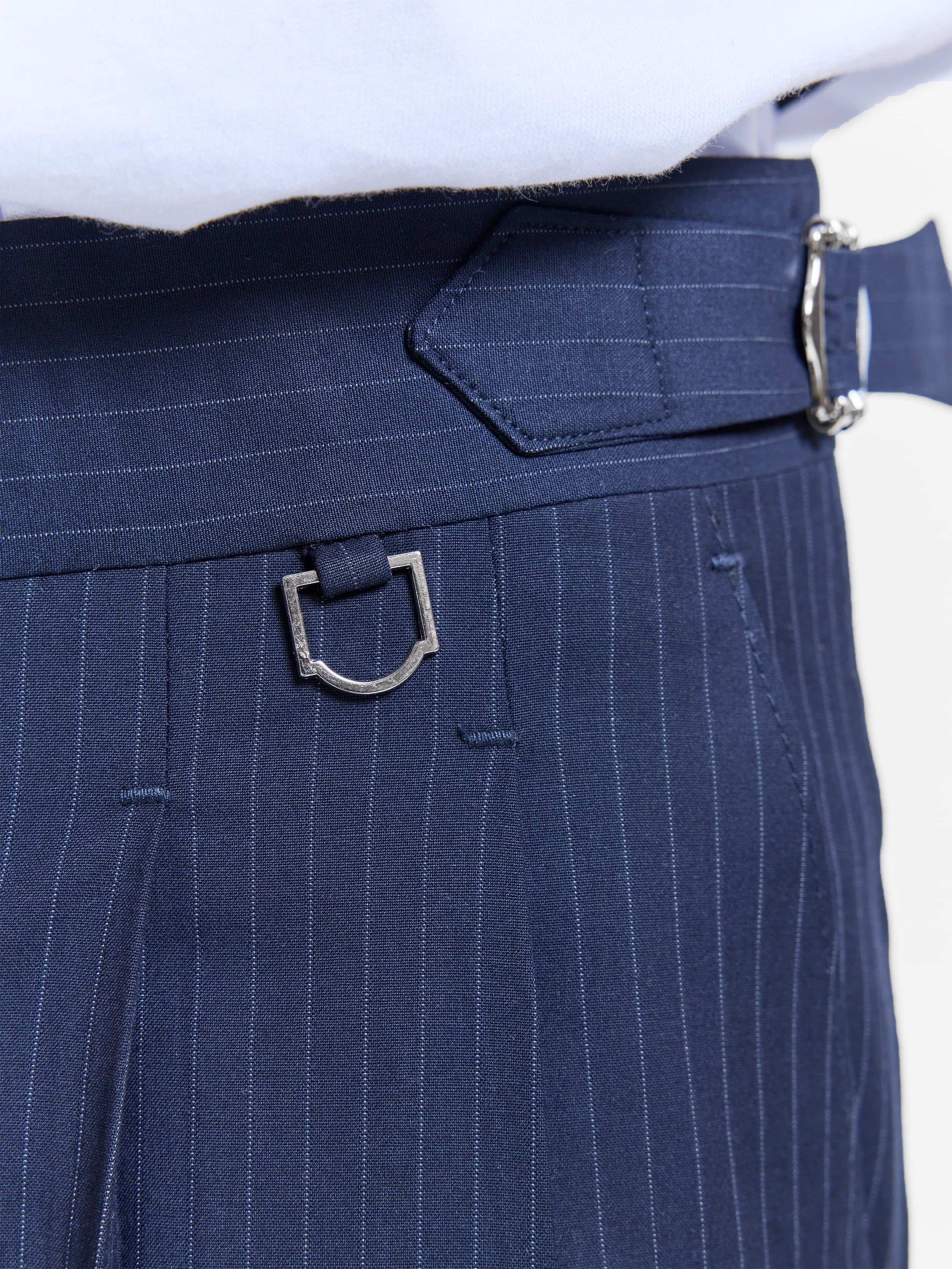 TAILORED BAGGY PANTS - PINSTRIPE BLUE