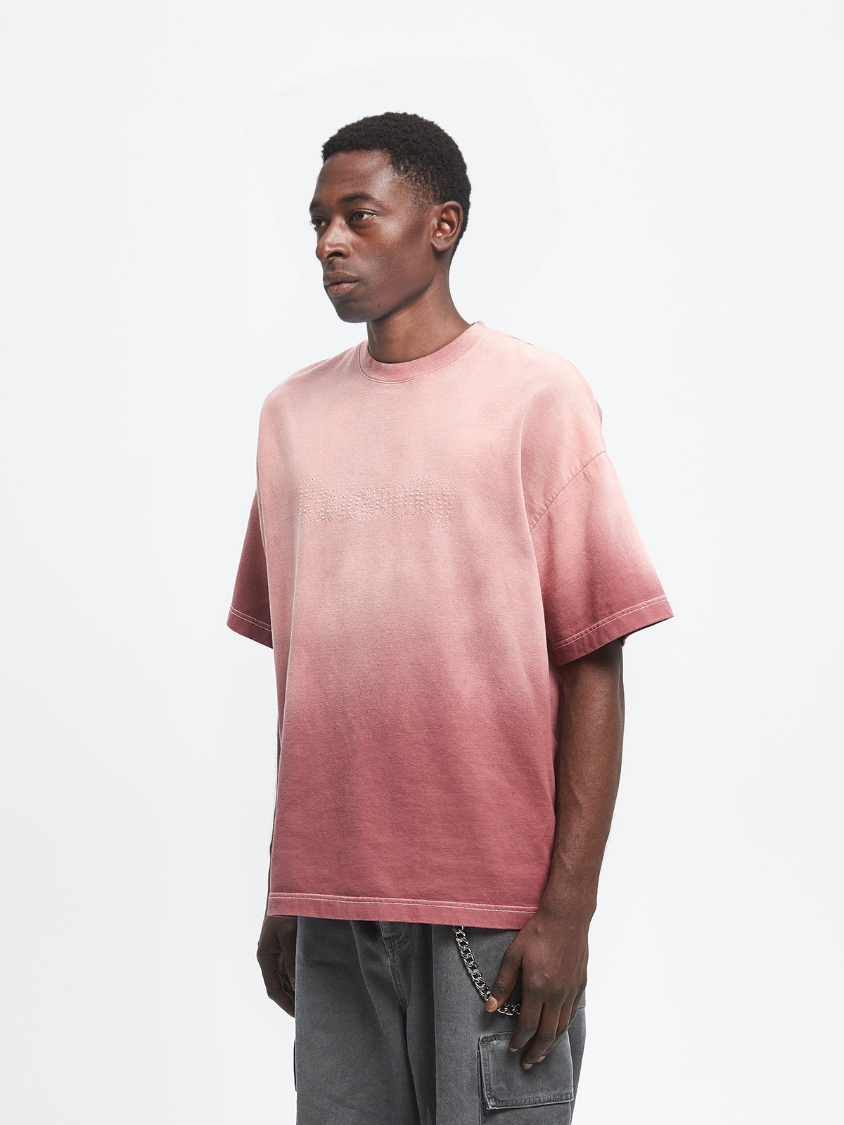 CONTRAST STITCH T-SHIRT - BORDEAUX