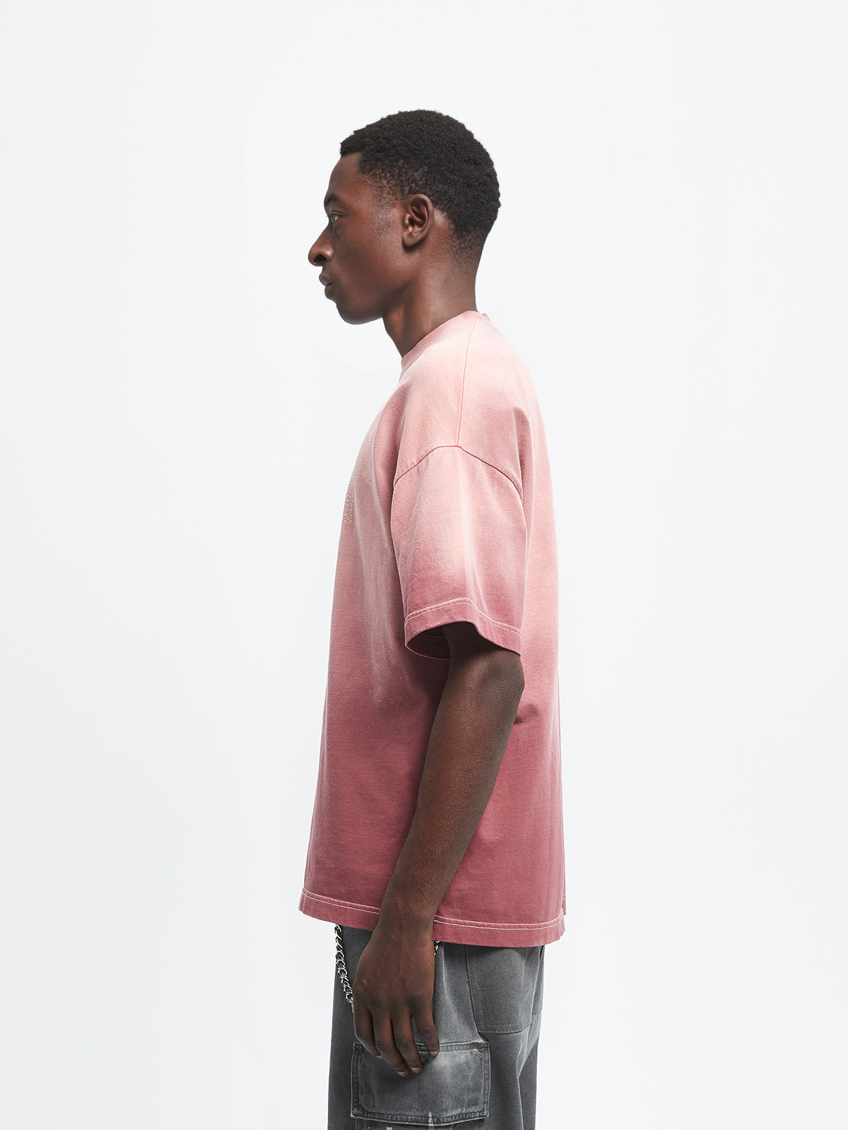 CONTRAST STITCH T-SHIRT - BORDEAUX