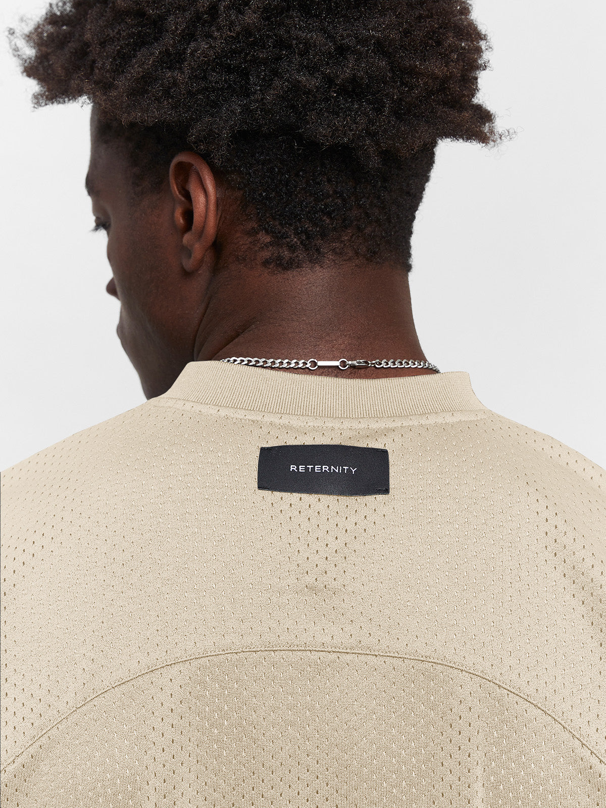 CREATIVE DEPT LOGO MESH T-SHIRT - CREAM