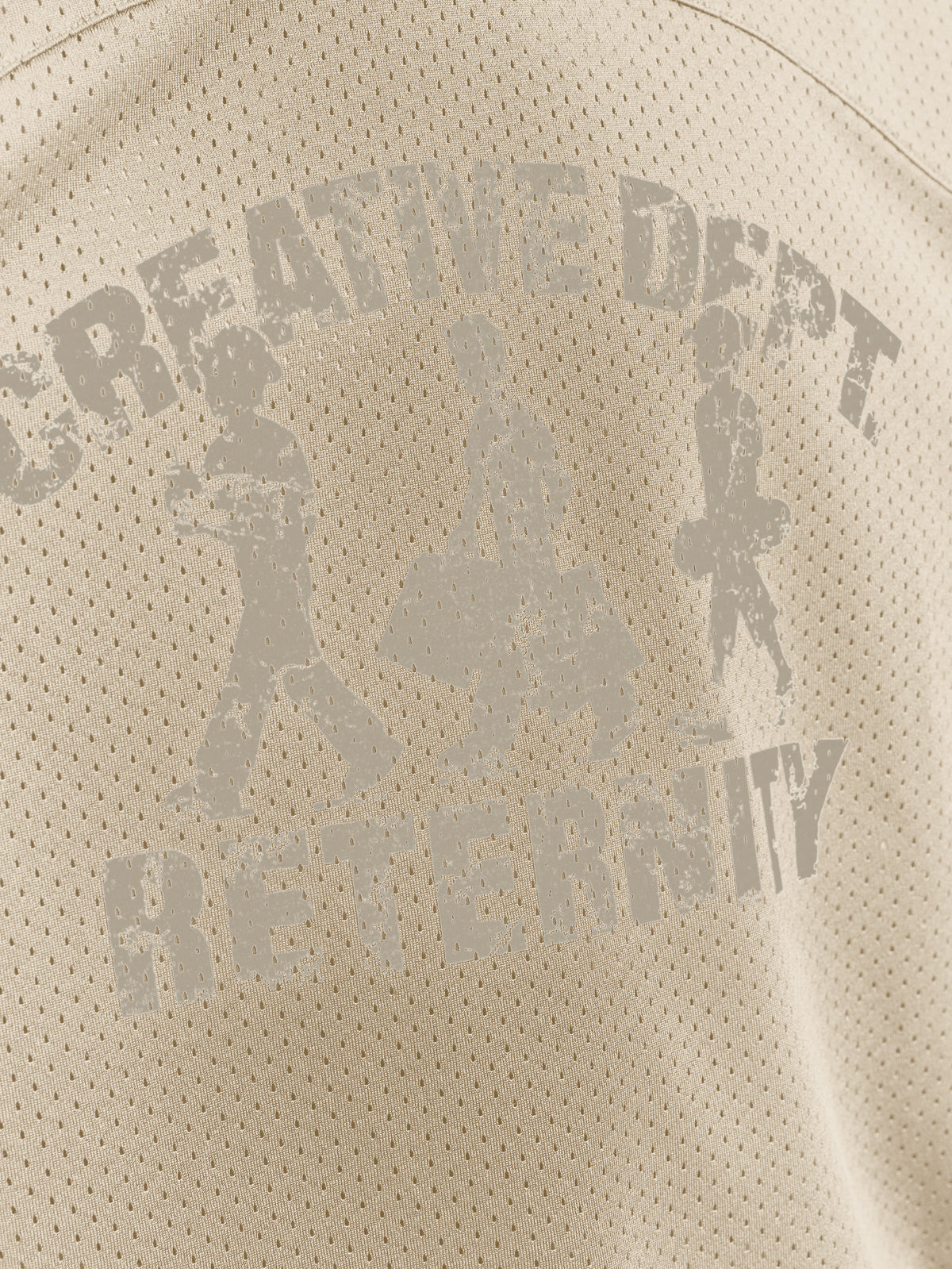 CREATIVE DEPT LOGO MESH T-SHIRT - CREAM