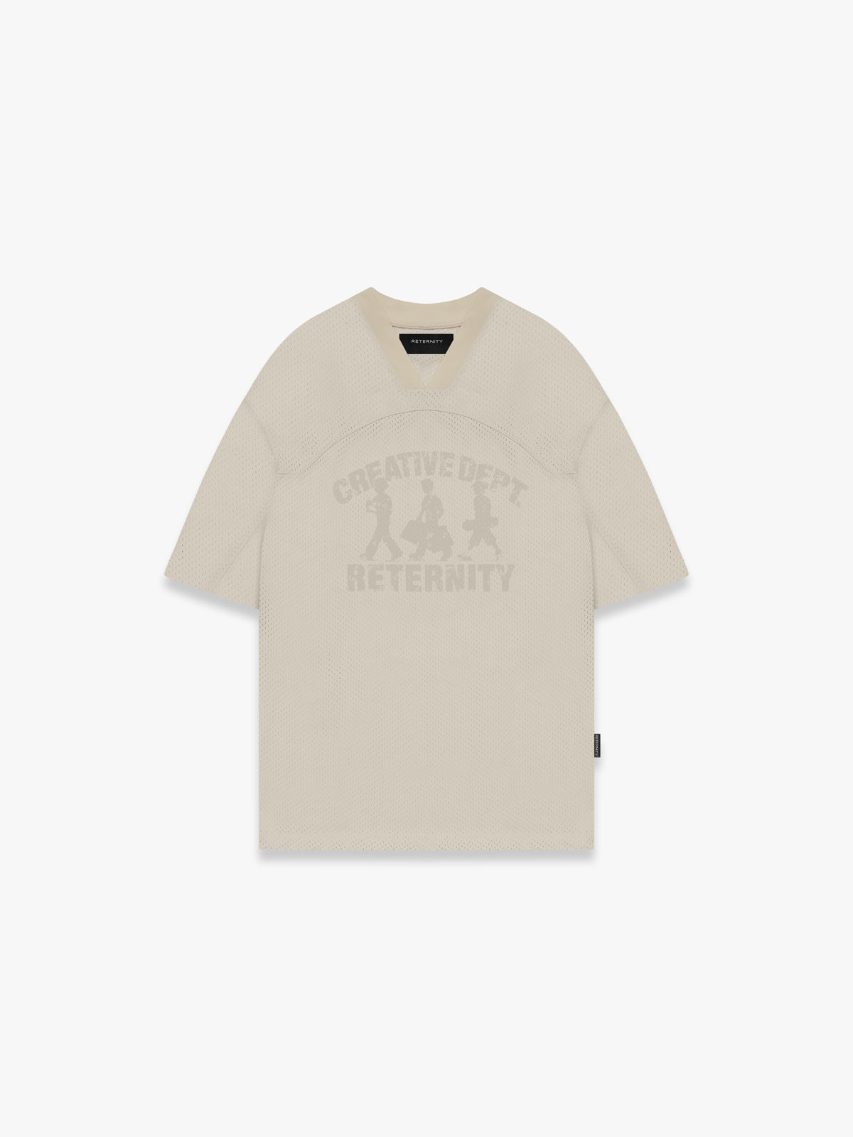CREATIVE DEPT LOGO MESH T-SHIRT - CREAM