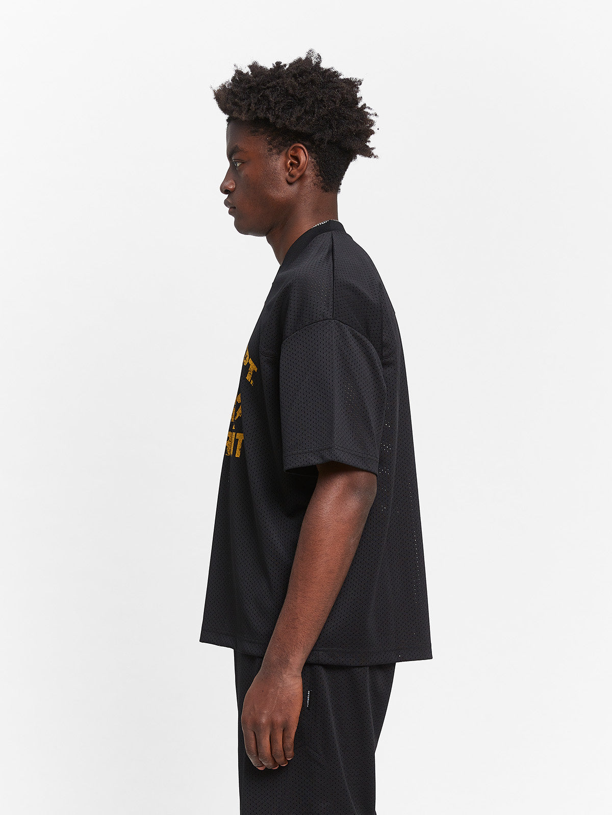 CREATIVE DEPT LOGO MESH T-SHIRT - BLACK