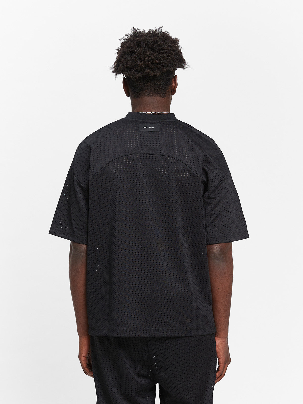 CREATIVE DEPT LOGO MESH T-SHIRT - BLACK