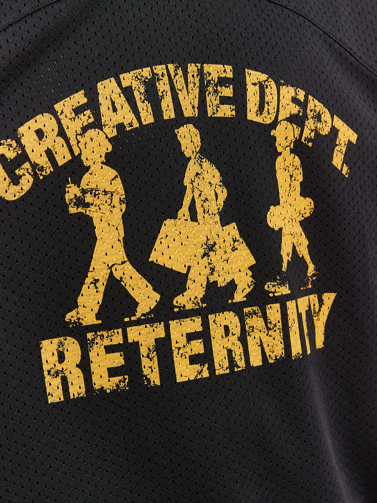 CREATIVE DEPT LOGO MESH T-SHIRT - BLACK
