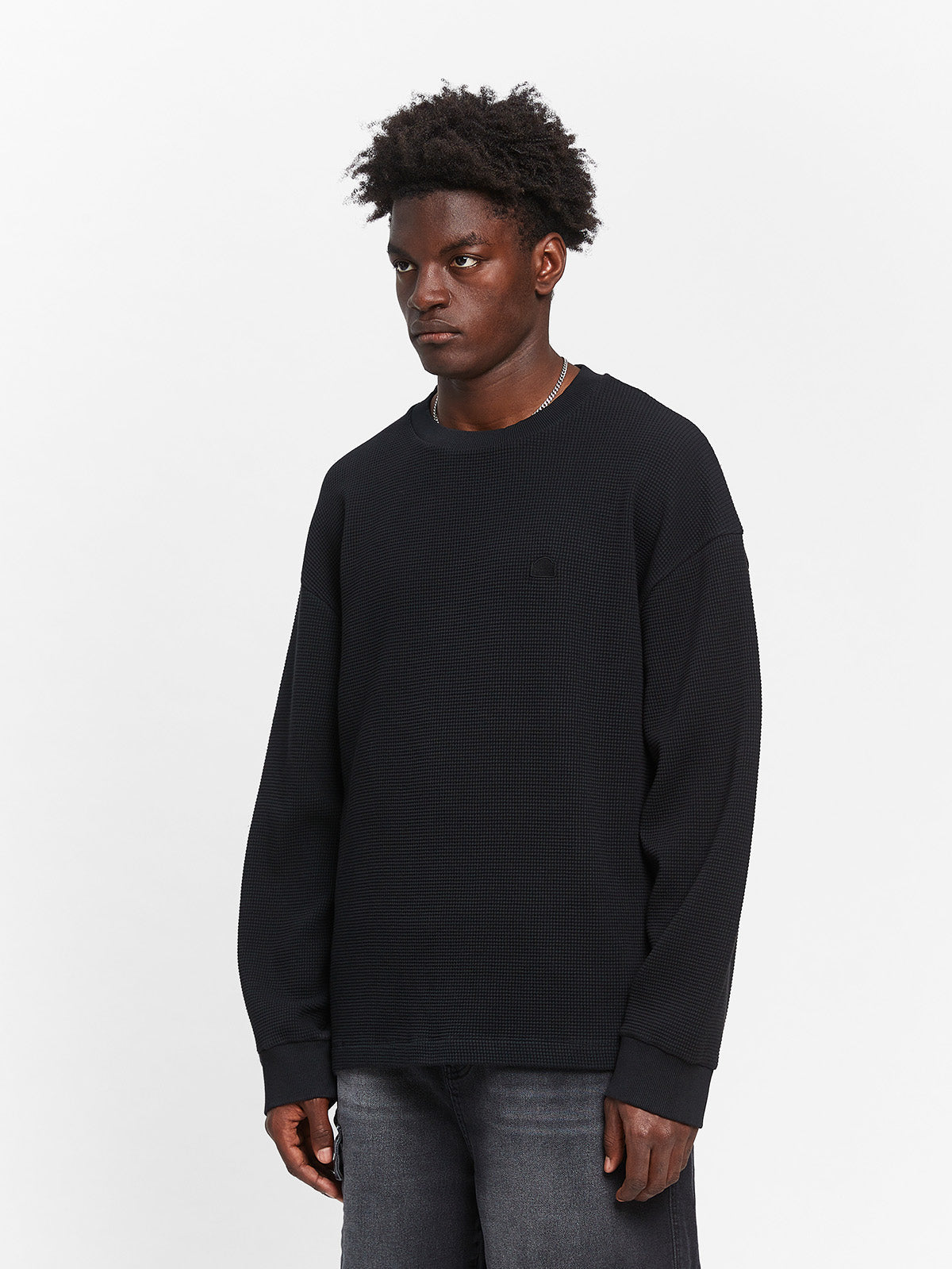 SIGNE WAFFLE LONGSLEEVE - BLACK
