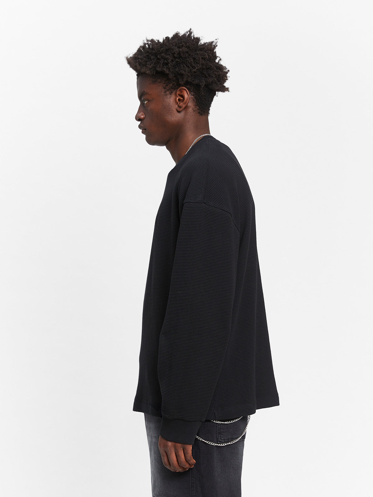 SIGNE WAFFLE LONGSLEEVE - BLACK