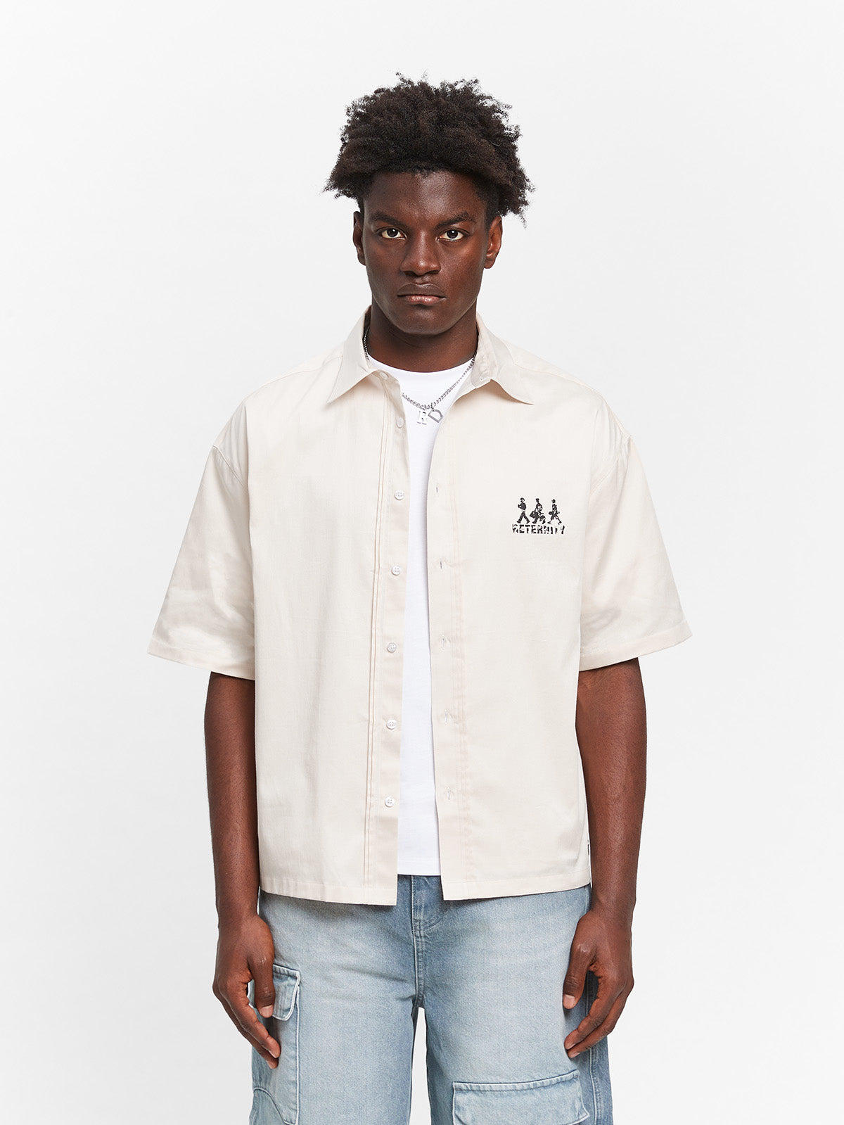 CREATIVE DEPT LOGO BUTTON SHIRT - CREAM