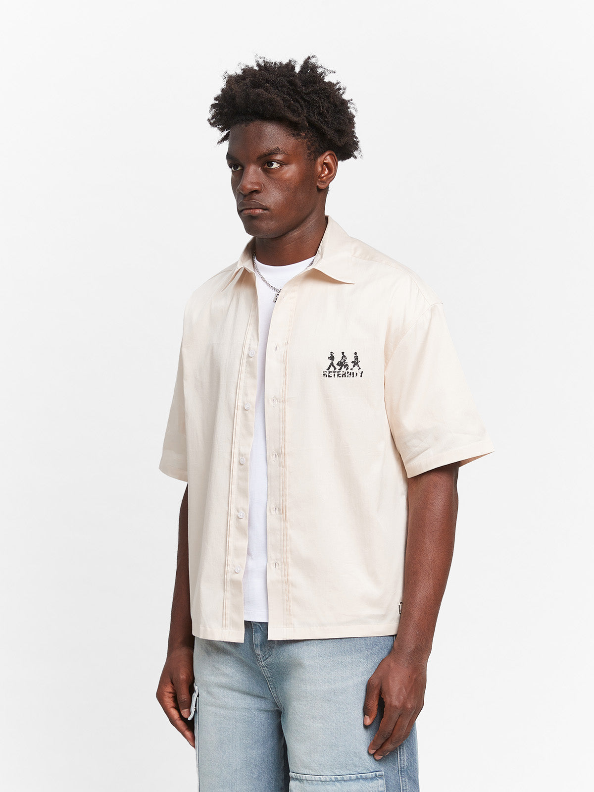 CREATIVE DEPT LOGO BUTTON SHIRT - CREAM