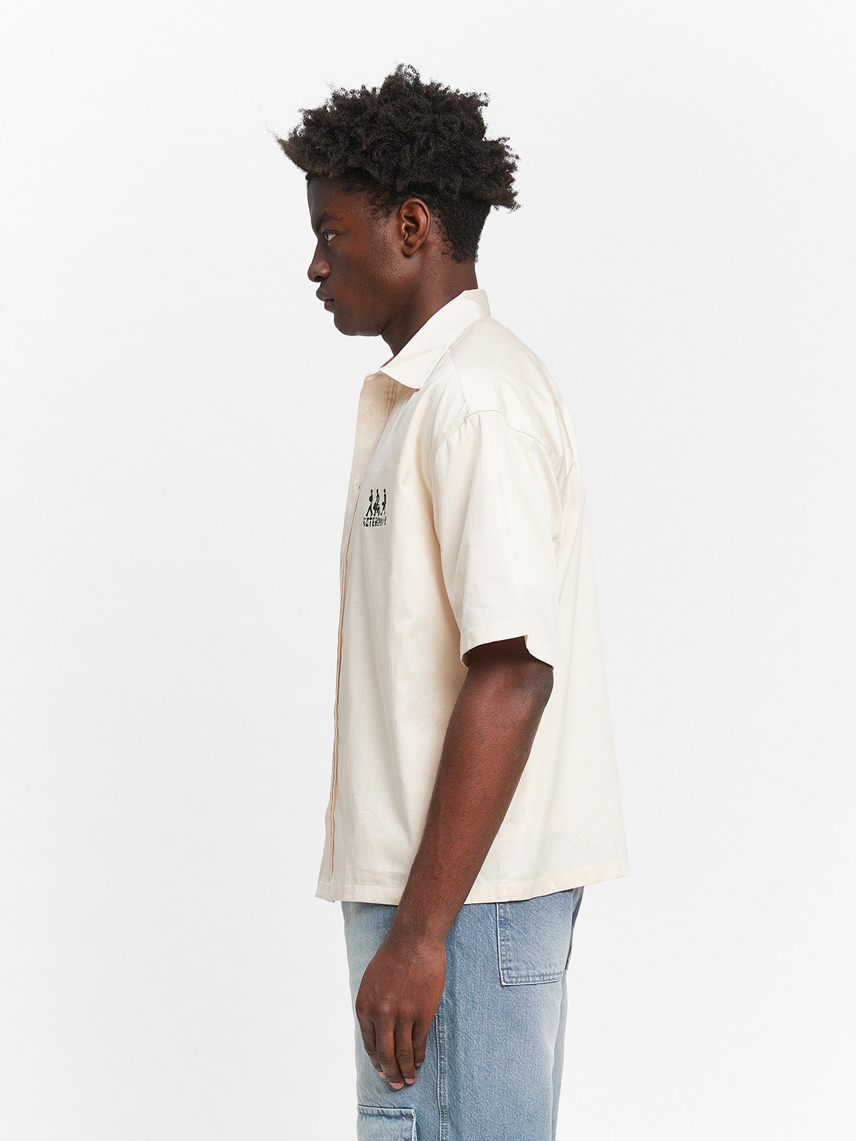 CREATIVE DEPT LOGO BUTTON SHIRT - CREAM
