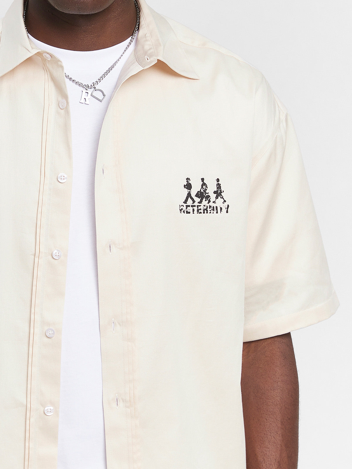 CREATIVE DEPT LOGO BUTTON SHIRT - CREAM