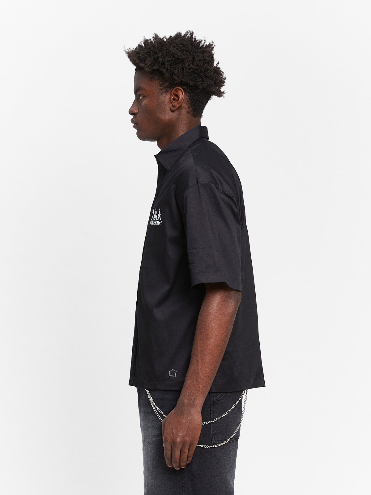 CREATIVE DEPT LOGO BUTTON SHIRT - BLACK