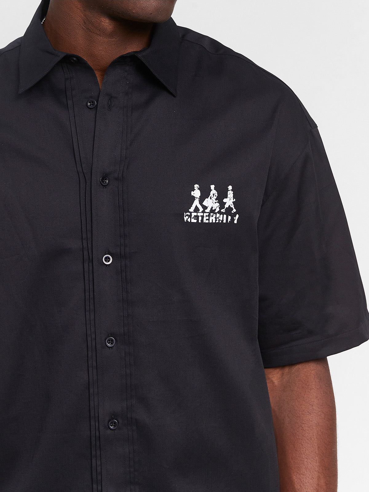 CREATIVE DEPT LOGO BUTTON SHIRT - BLACK