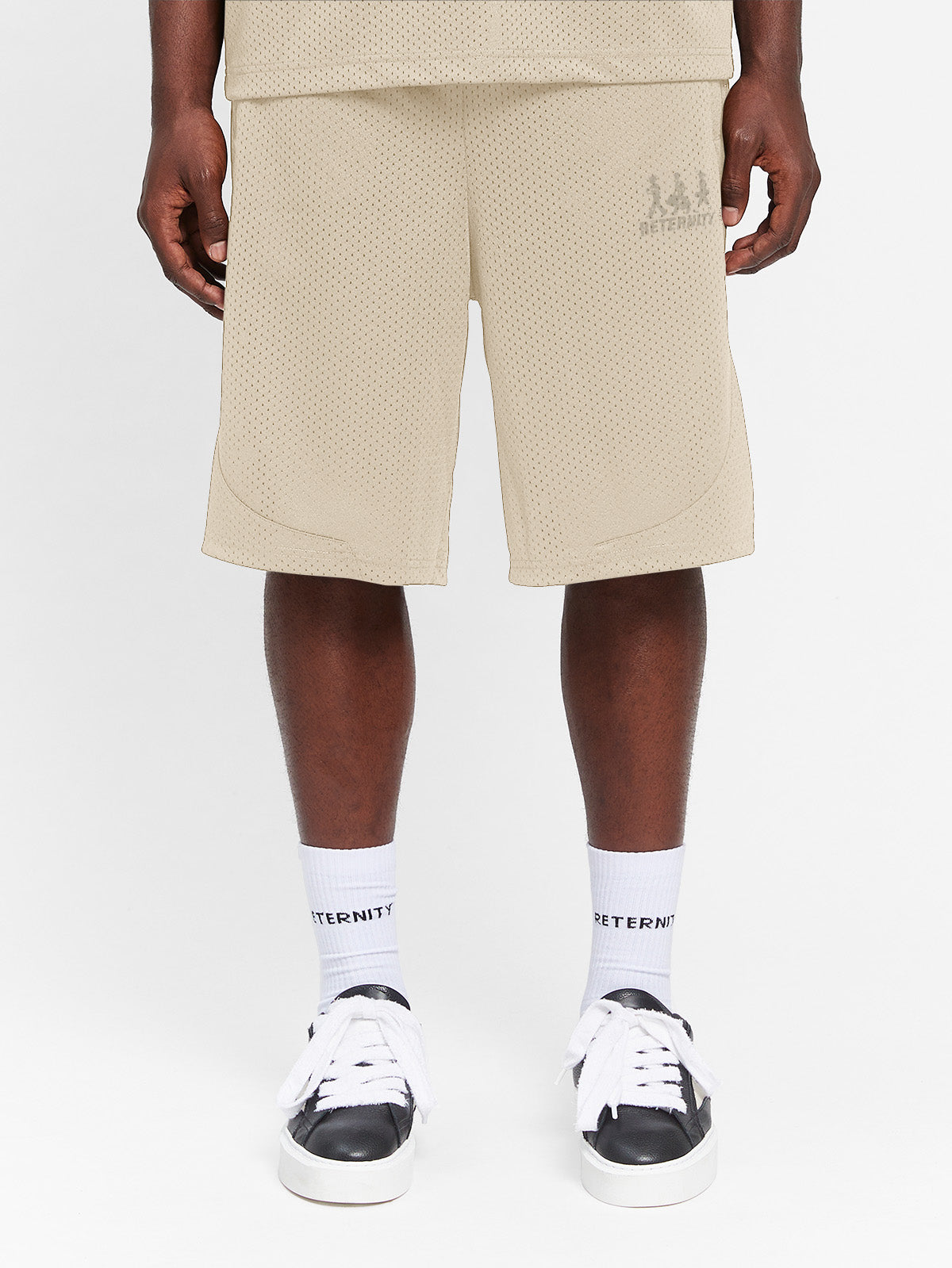 CREATIVE DEPT LOGO MESH SHORTS - CREAM