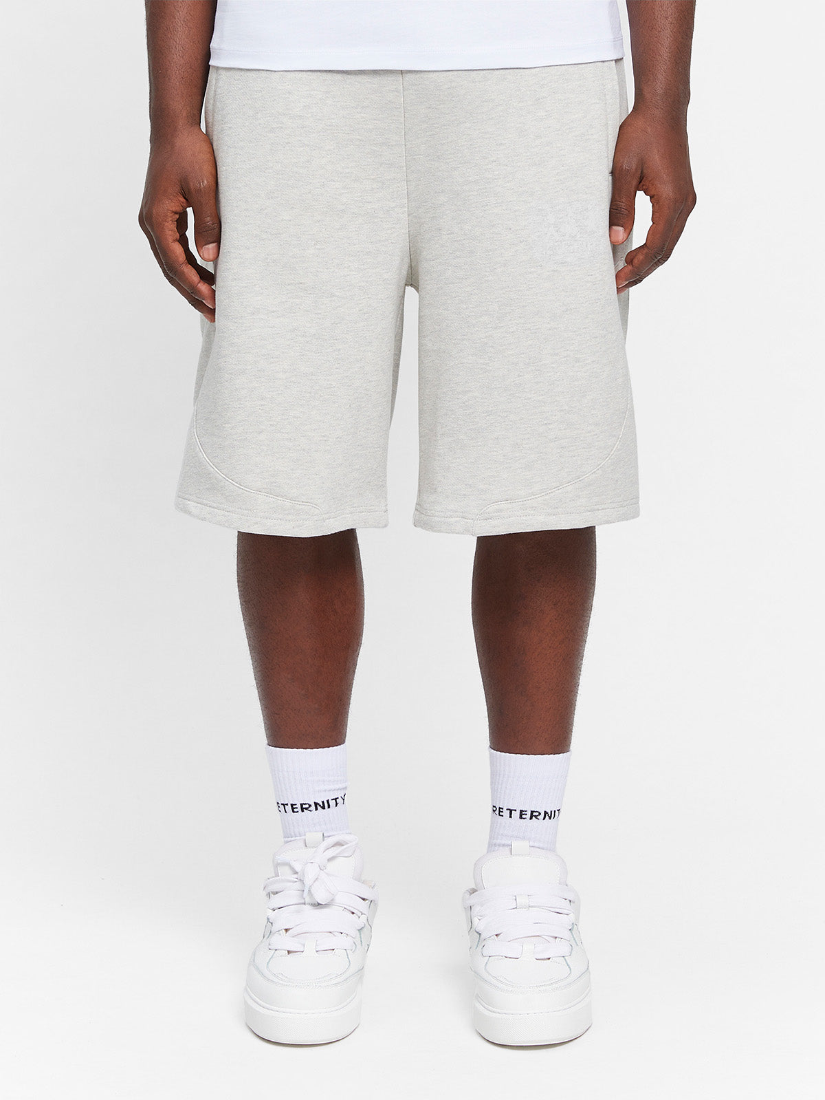 CREATIVE DEPT LOGO COTTON SHORTS - MELANGE GREY