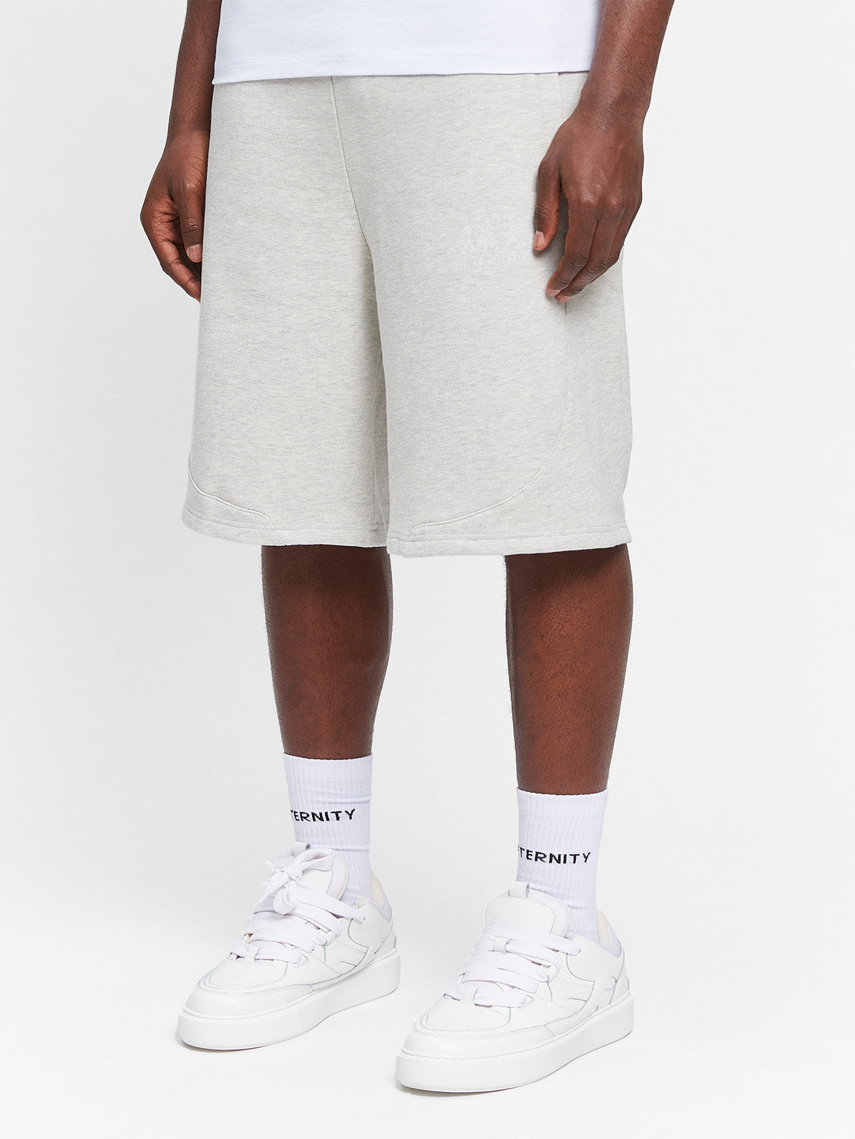 CREATIVE DEPT LOGO COTTON SHORTS - MELANGE GREY