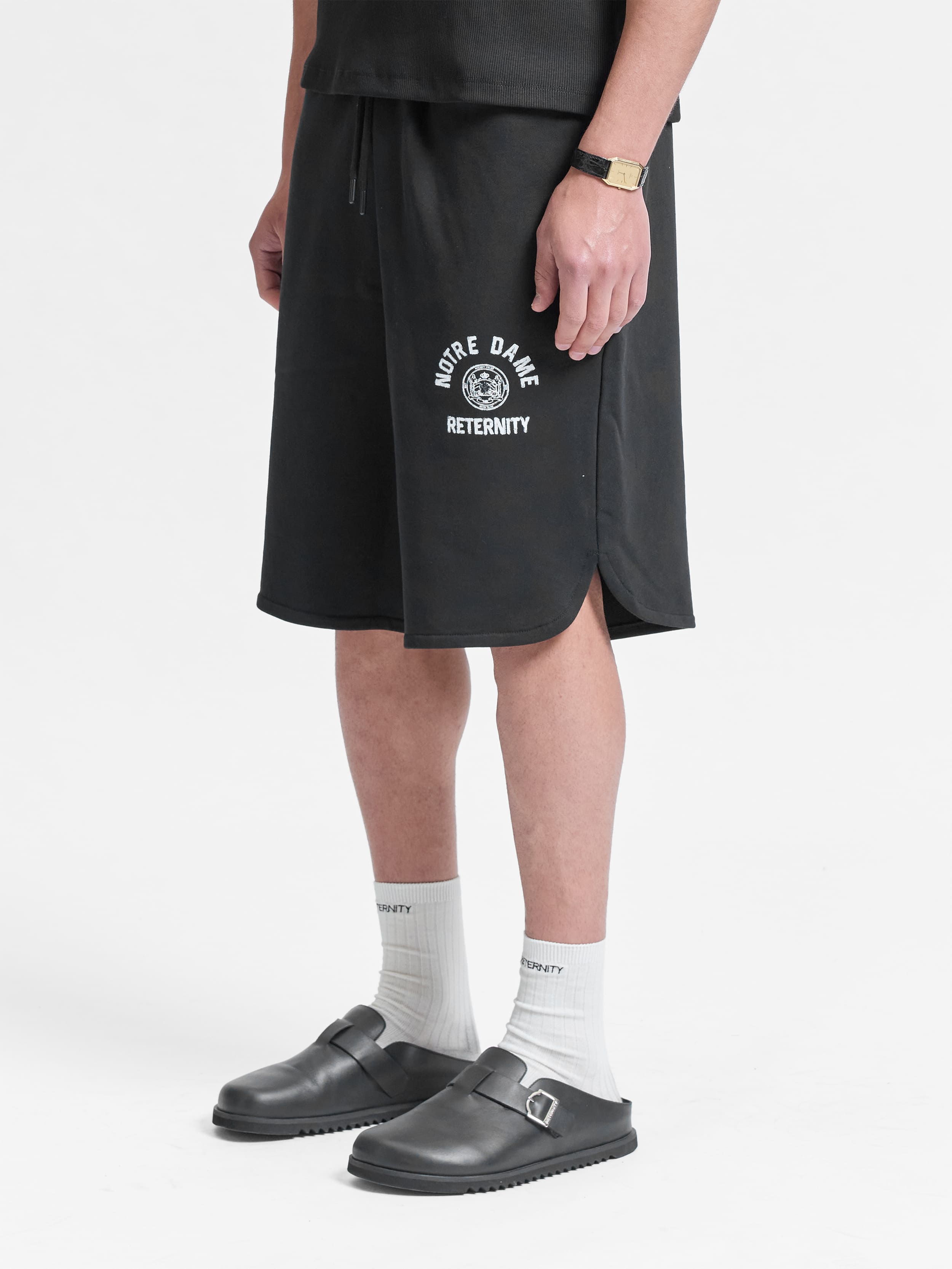 NOTRE DAME COTTON SHORTS - BLACK
