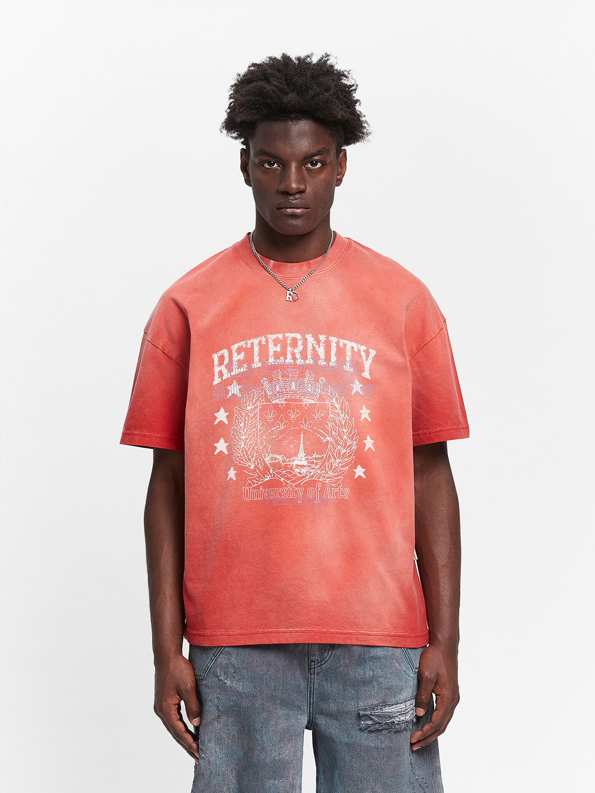 UNIVERSITY T-SHIRT - HEAVY BLEACHED RED