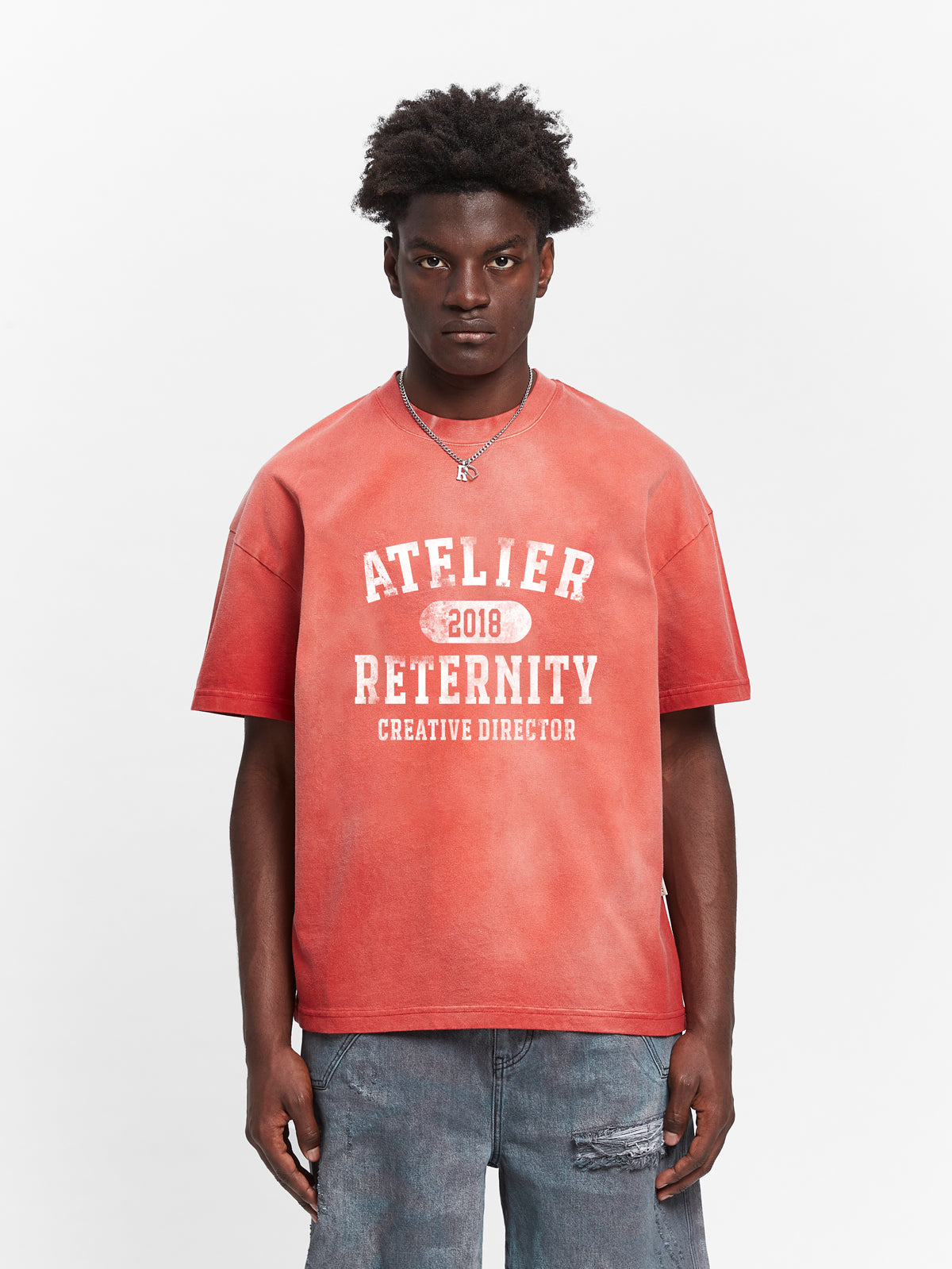 ATELIER EMBLEM T-SHIRT - HEAVY BLEACHED RED