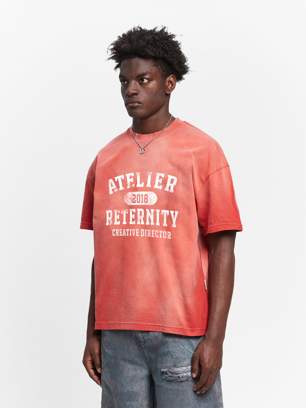ATELIER EMBLEM T-SHIRT - HEAVY BLEACHED RED