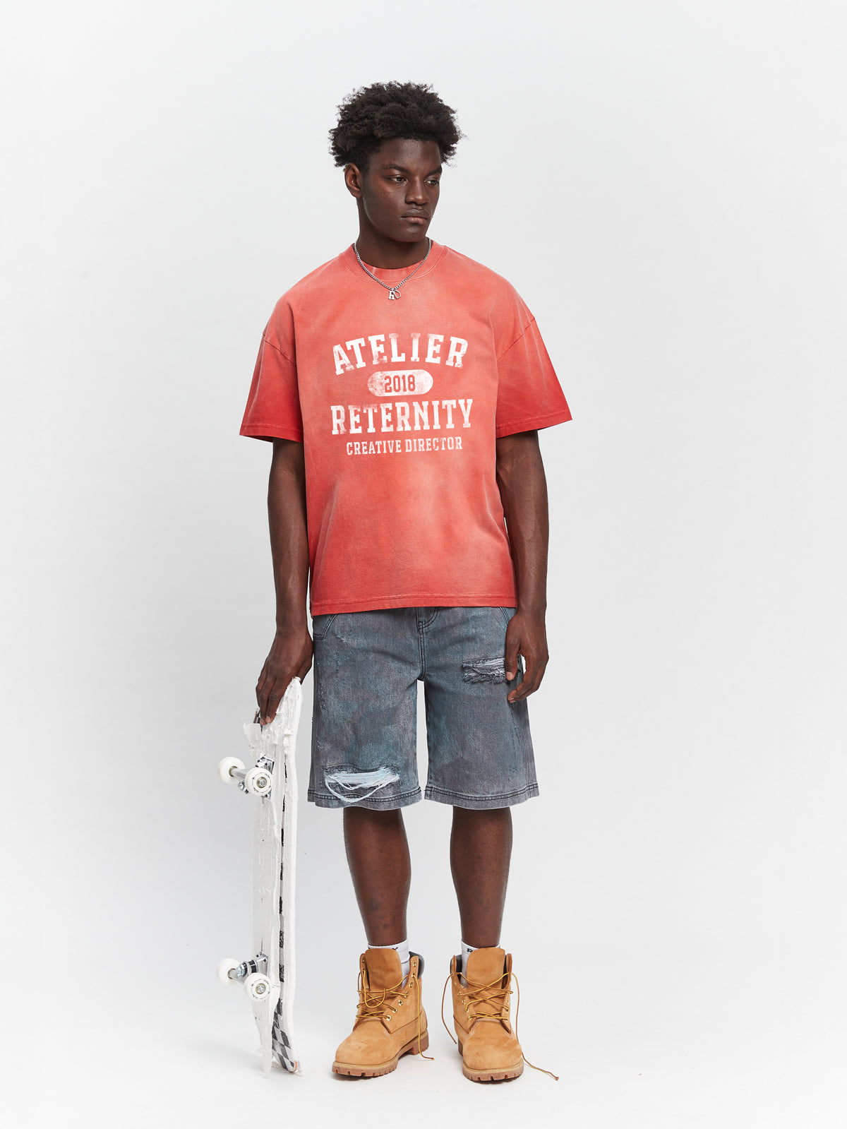ATELIER EMBLEM T-SHIRT - HEAVY BLEACHED RED