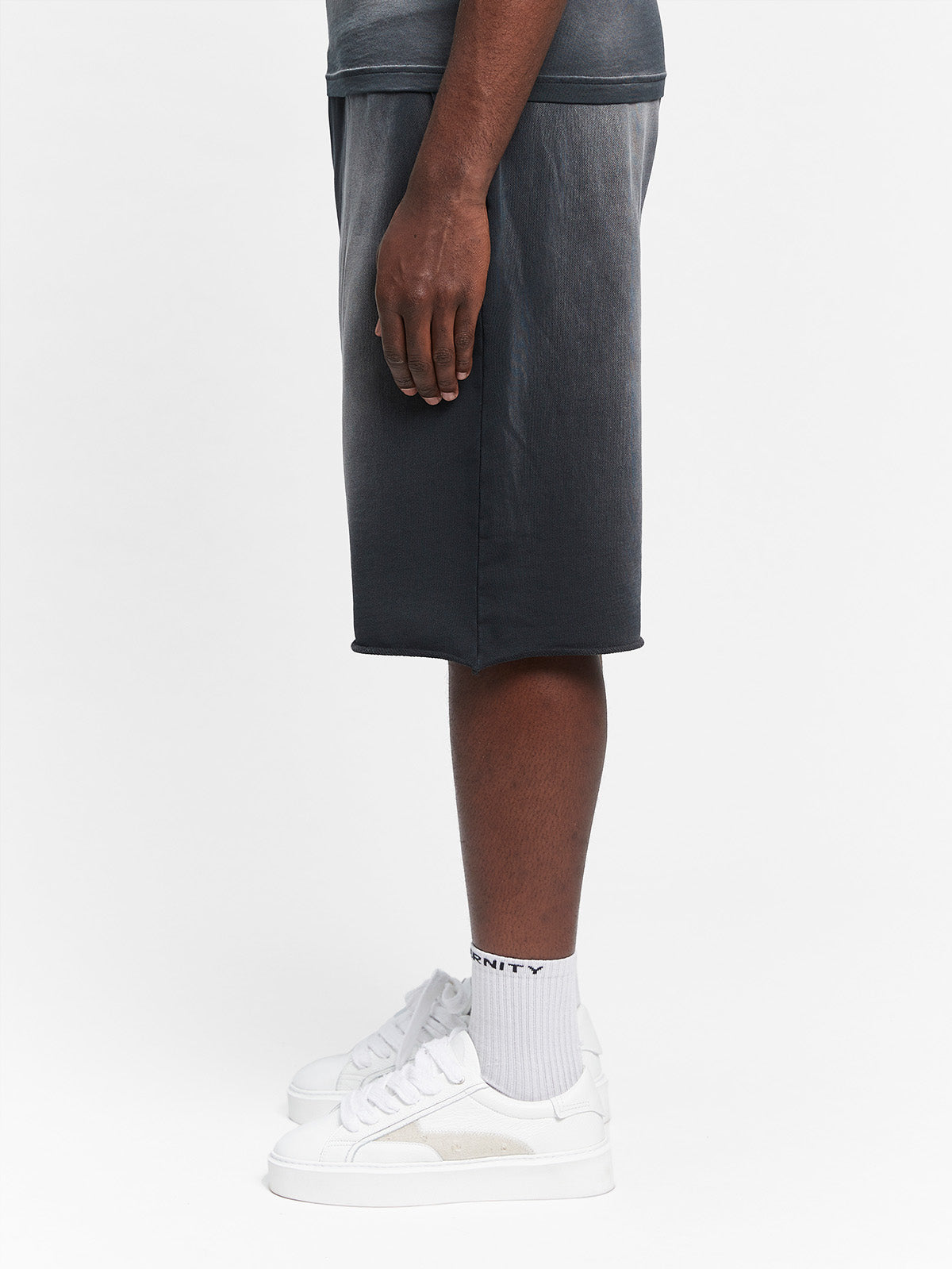 UNFINISHED COTTON SHORTS - WASHED BLACK