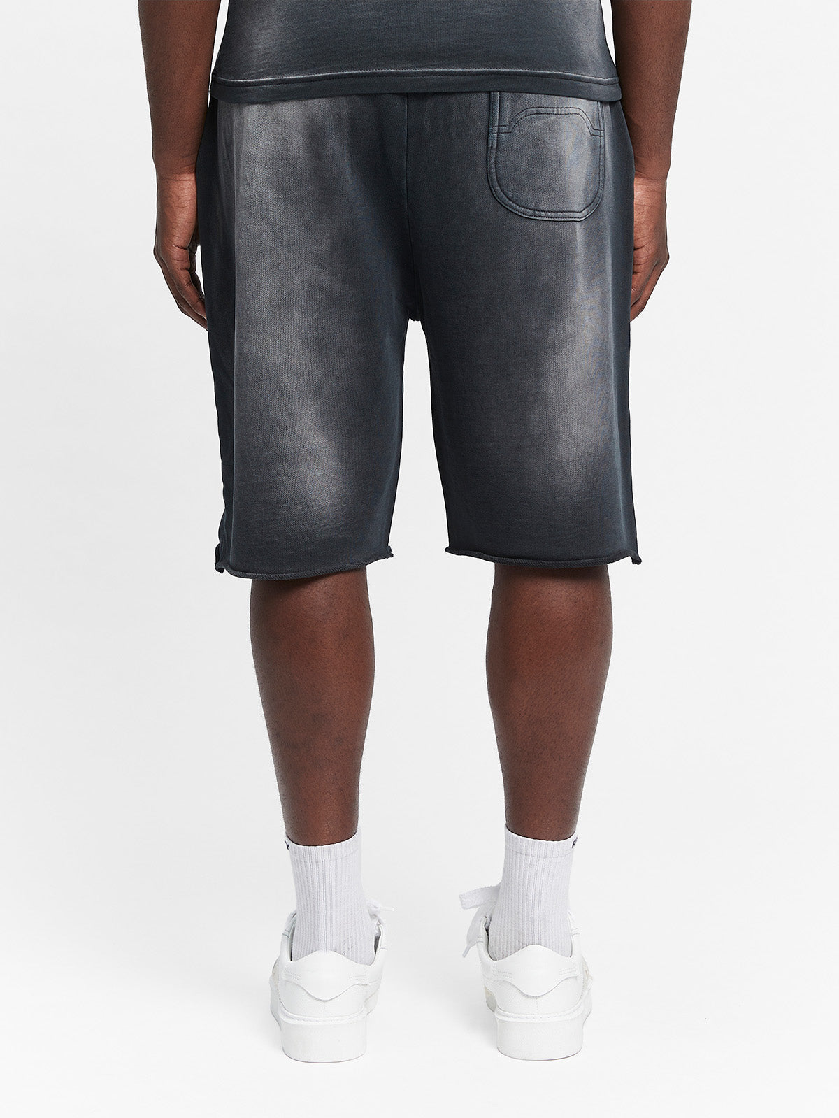 UNFINISHED COTTON SHORTS - WASHED BLACK