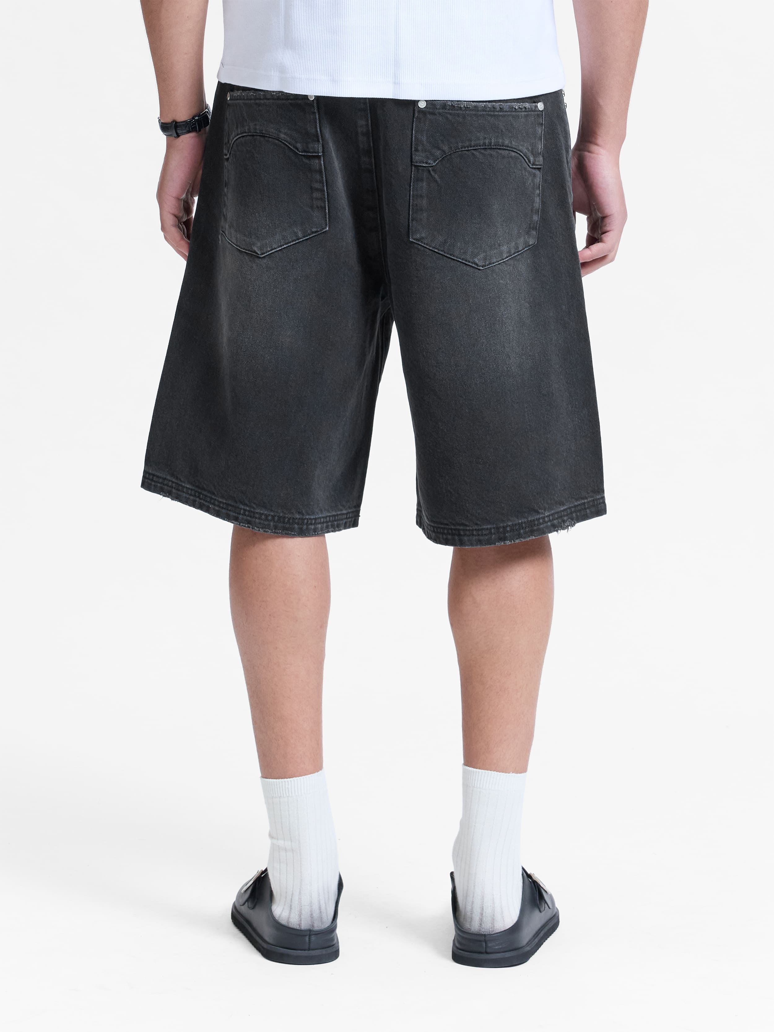 STUDDED JORTS - BLACK