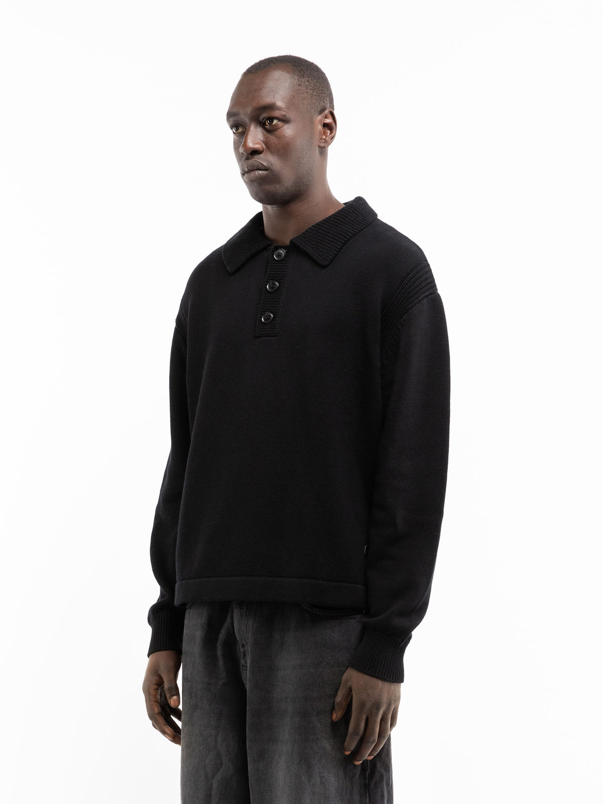 LE RELIEF POLO KNIT - BLACK