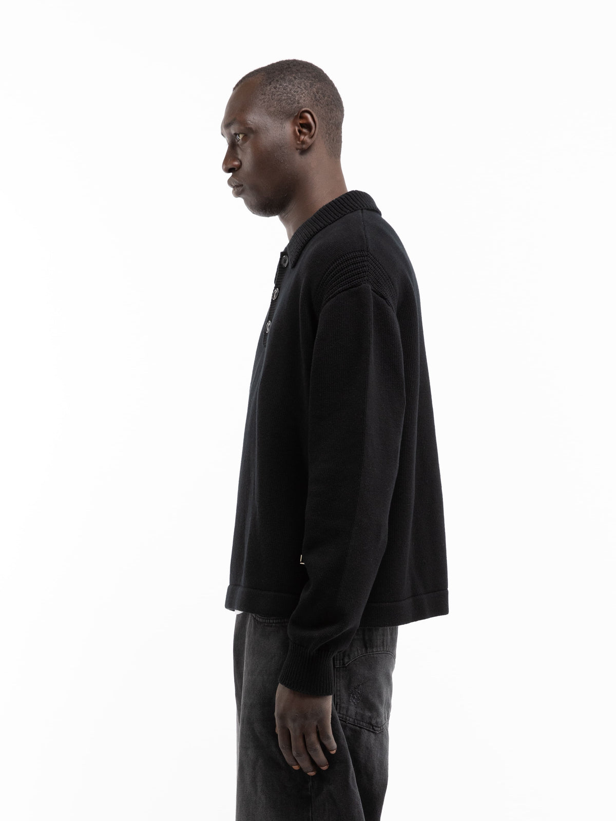 LE RELIEF POLO KNIT - BLACK