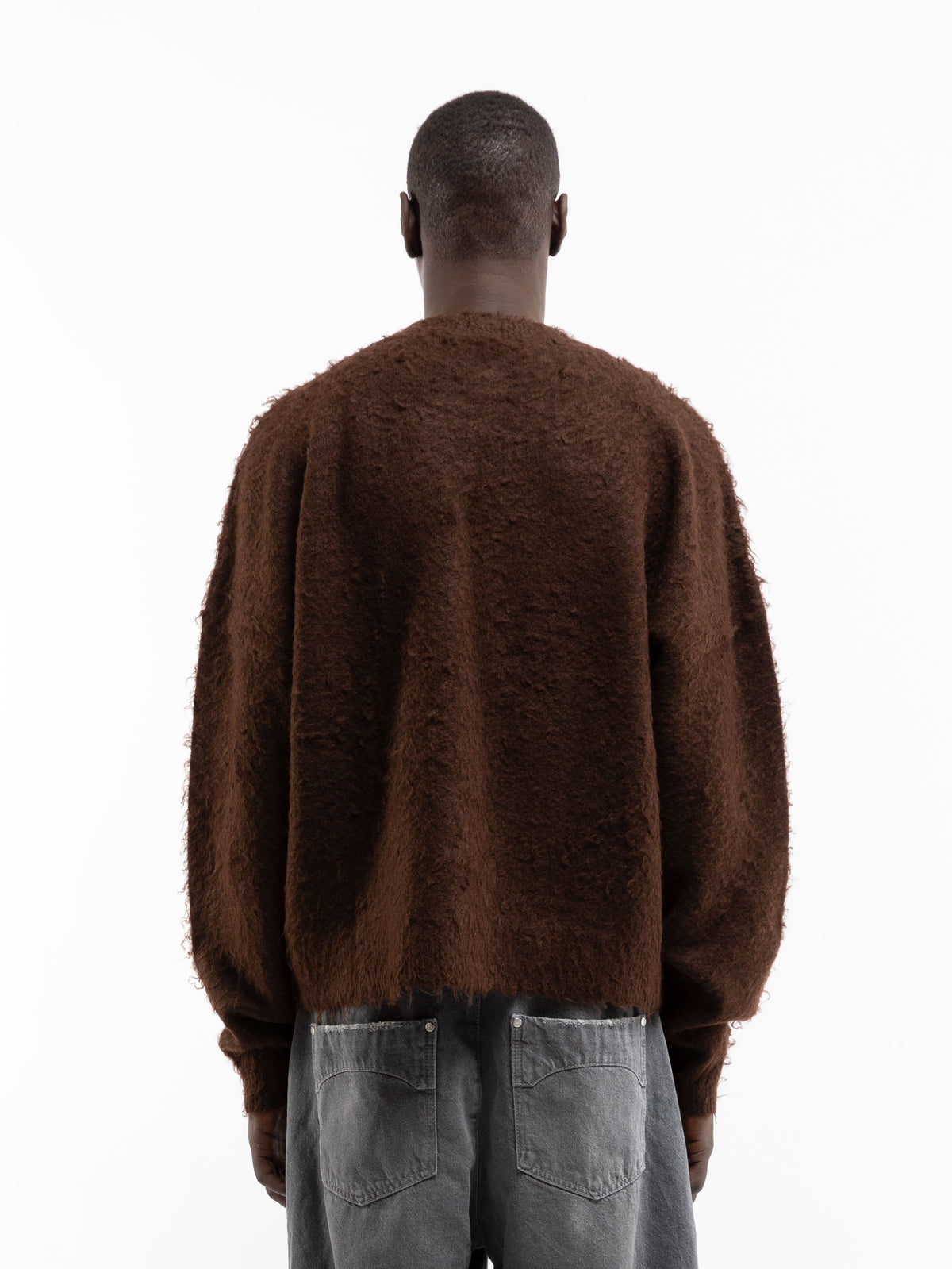 VINTAGE FURRY KNIT SWEATER - BROWN