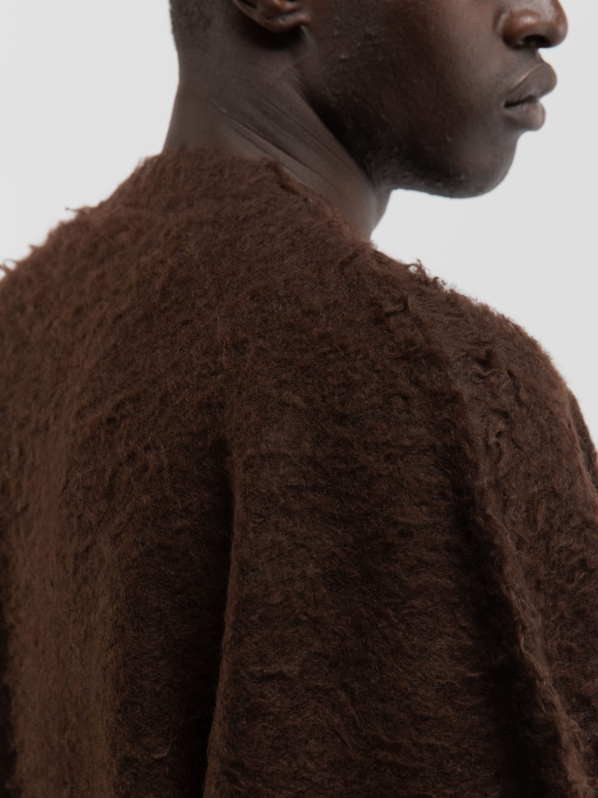 VINTAGE FURRY KNIT SWEATER - BROWN