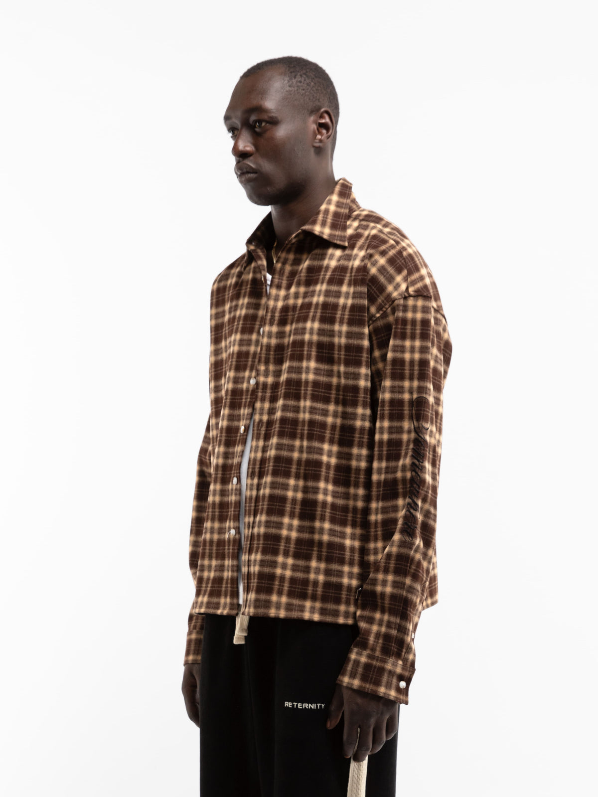 SOMEWHERE SOMEHOW FLANNEL SHIRT - BROWN