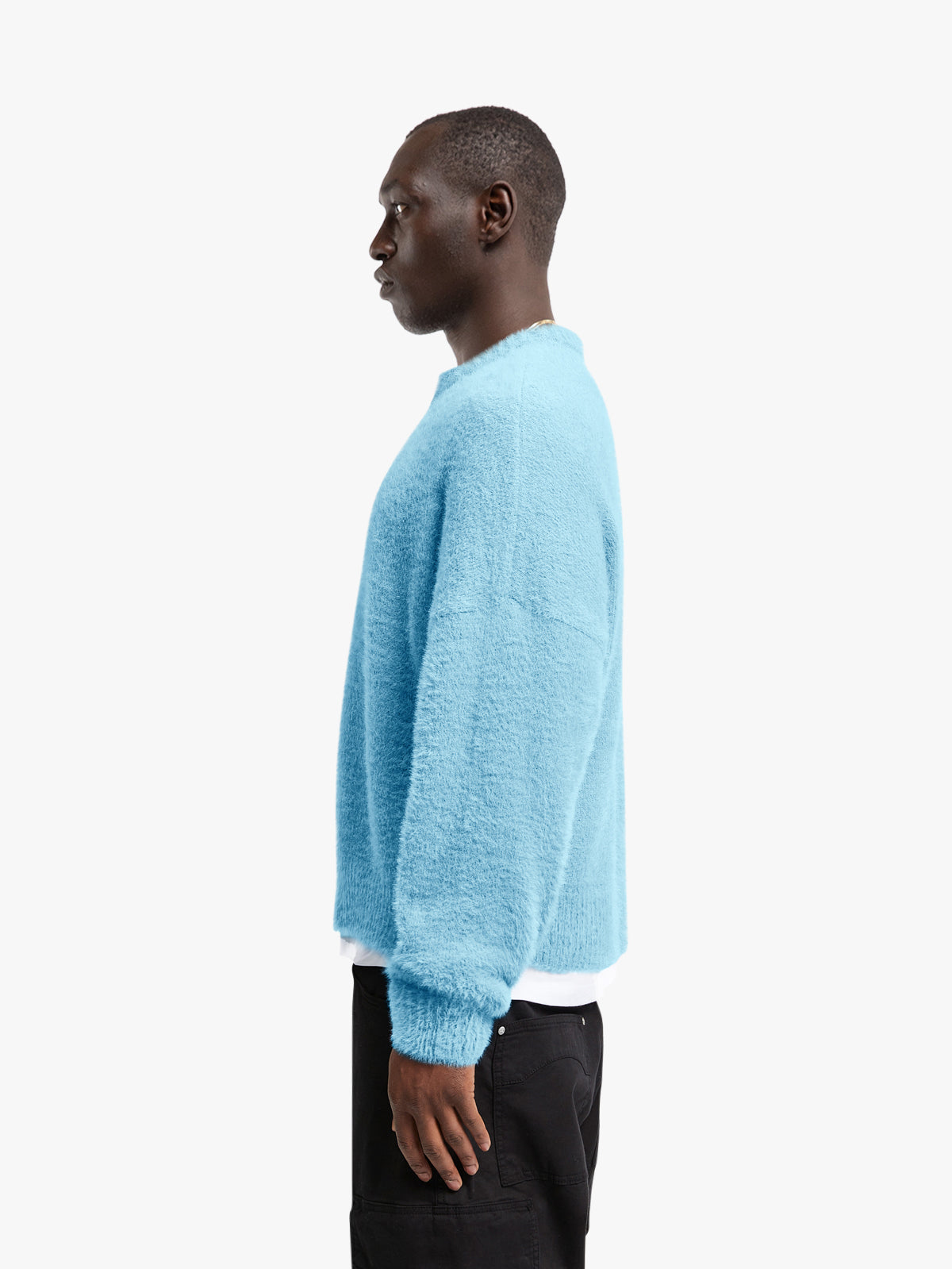 ESSENTIAL FURRY KNIT SWEATER - LIGHT BLUE