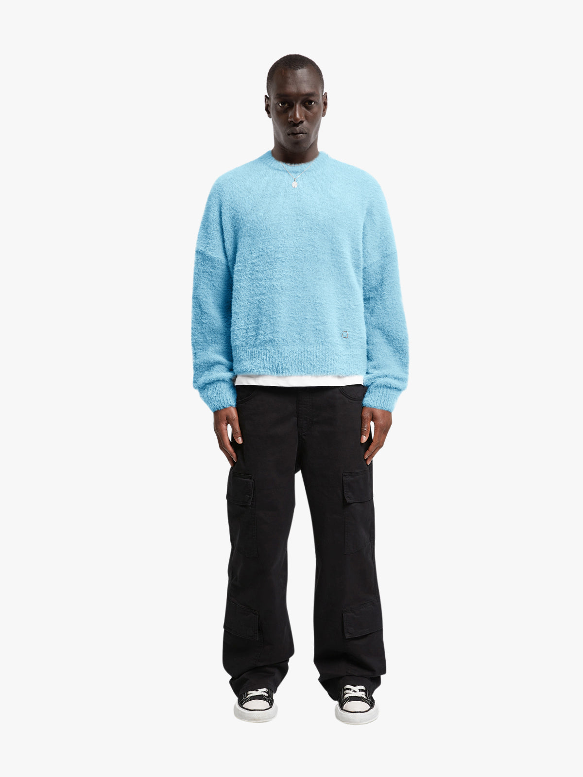 ESSENTIAL FURRY KNIT SWEATER - LIGHT BLUE