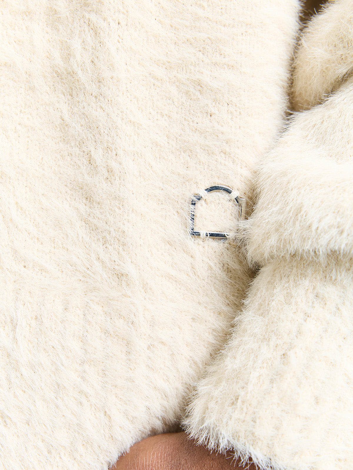 ESSENTIAL FURRY KNIT SWEATER - CREAM