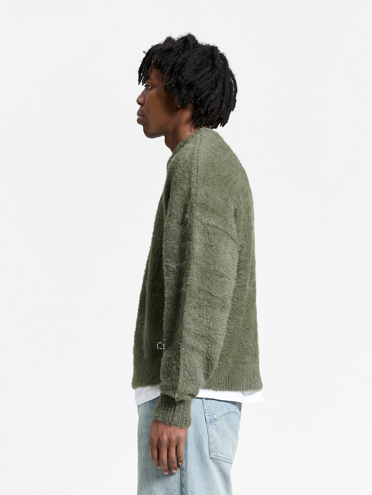 ESSENTIAL FURRY KNIT SWEATER - DARKGREEN