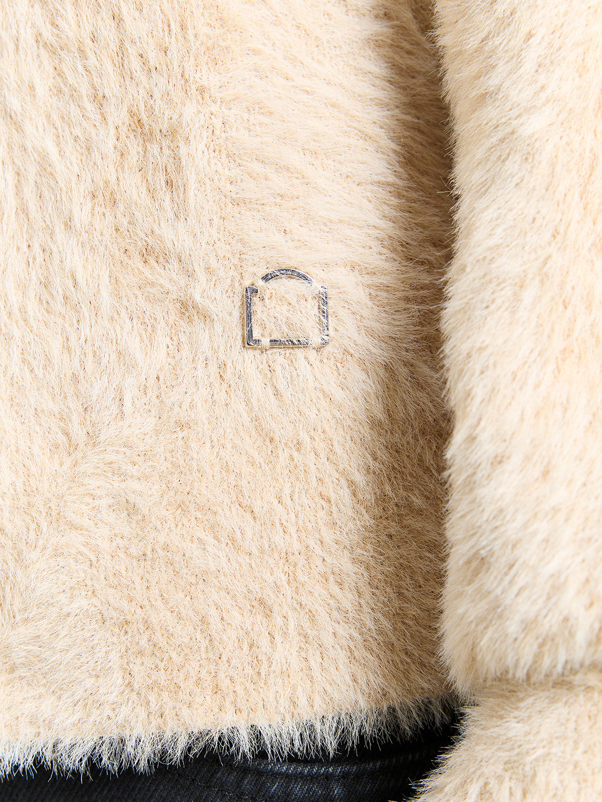 CLAIR FURRY KNIT POLO - SAND